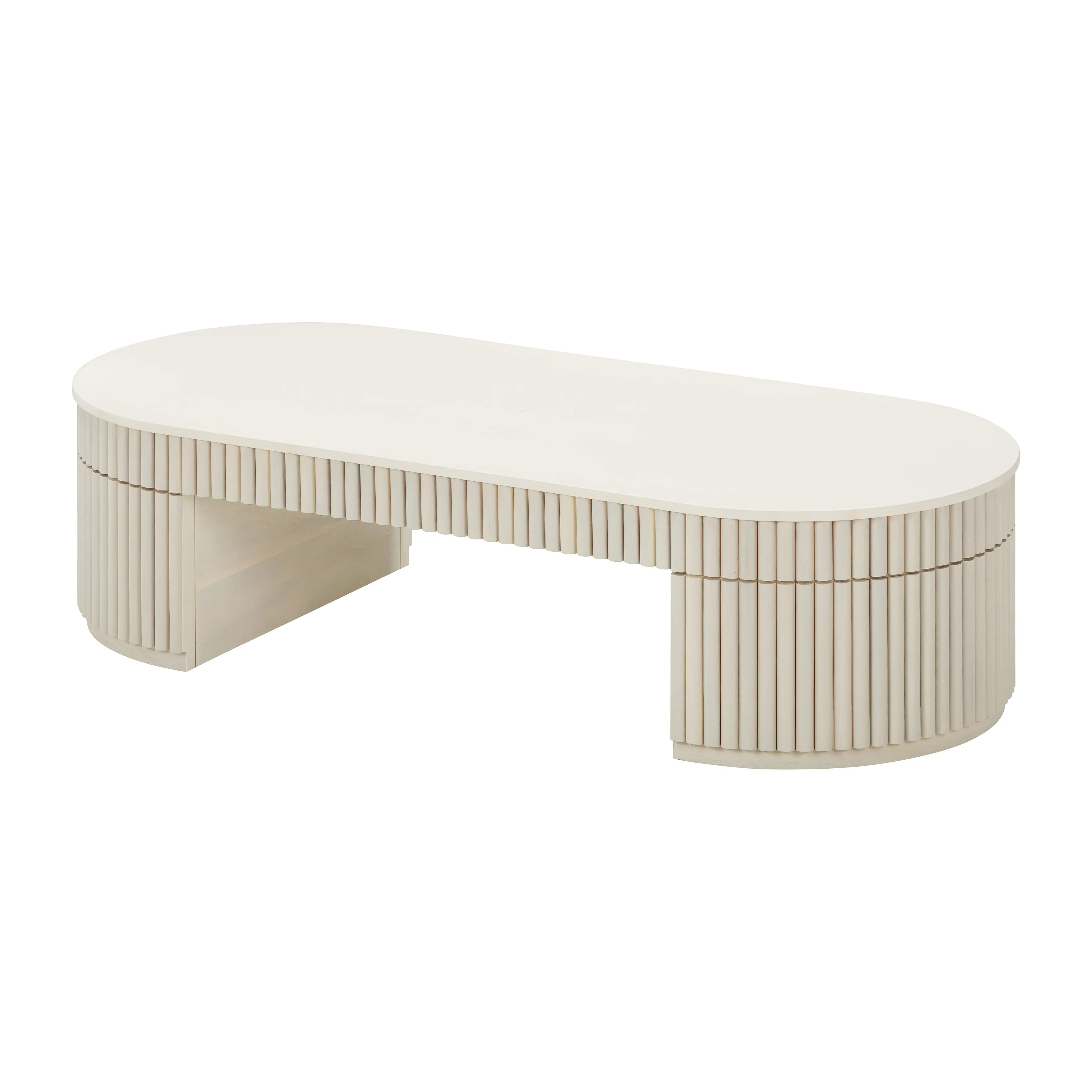 Bella Oval Coffee Table - Cream, Solid Acacia Wood product