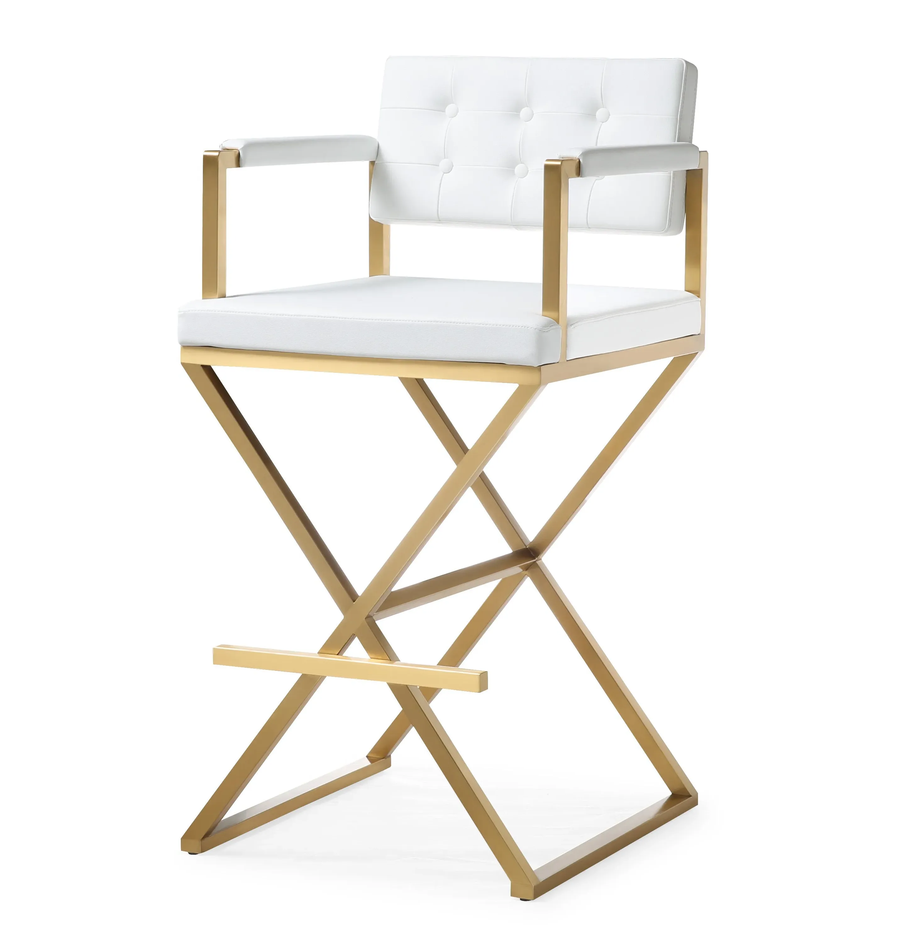 Director Bar Stool with Gold Base - Vegan Leather by Tov Furniture