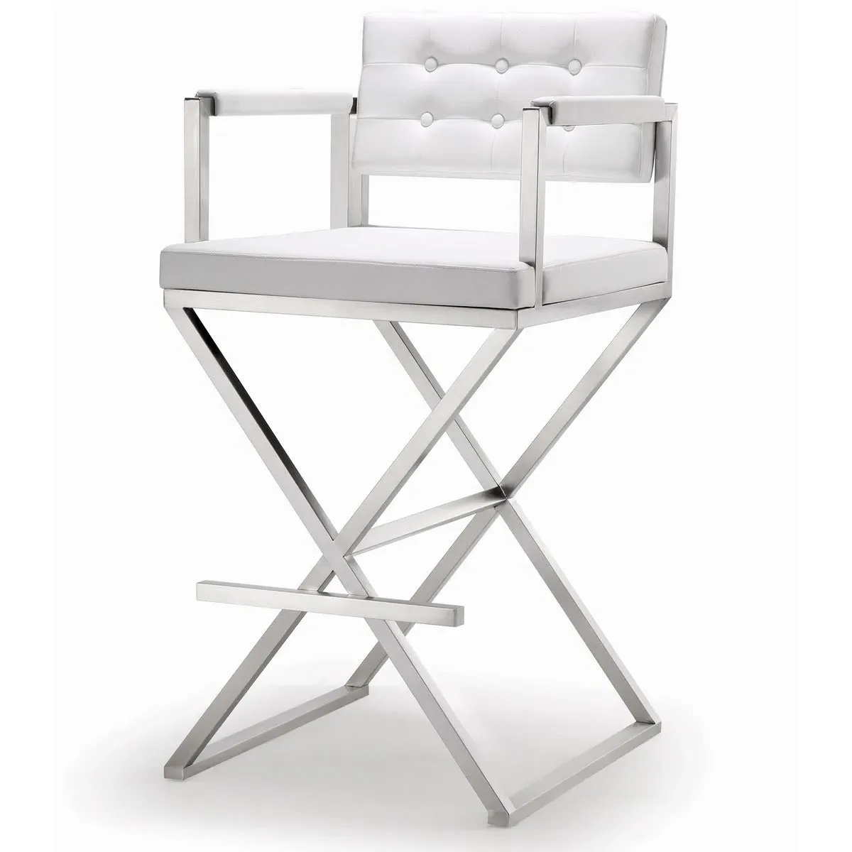 Director Bar Stool with Silver Base - Vegan Leather by Tov Furniture