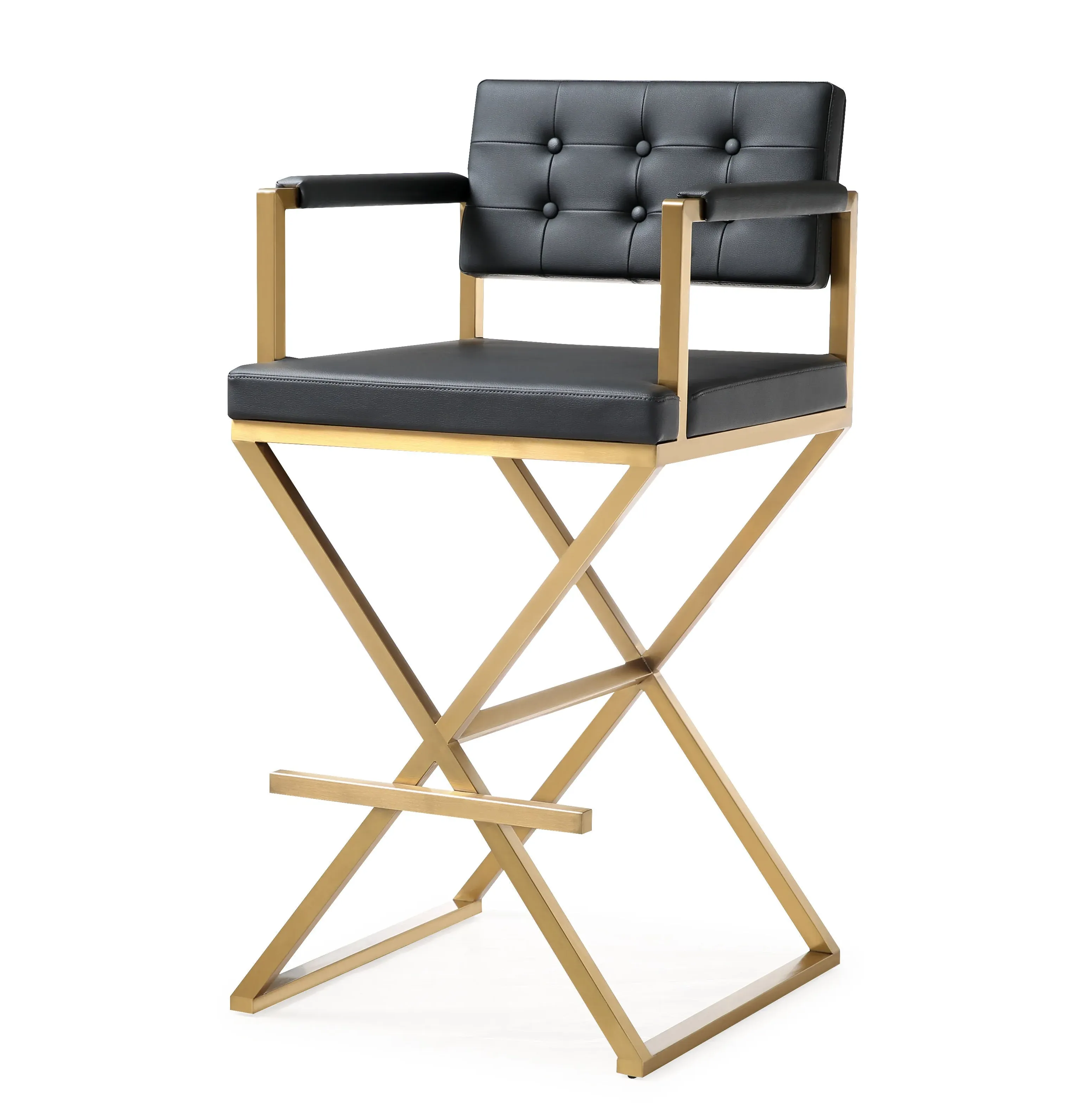 Director Vegan Leather Stool - Gold by Tov Furniture