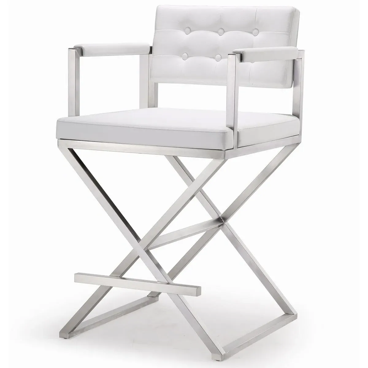 Director Vegan Leather Stool - Silver by Tov Furniture