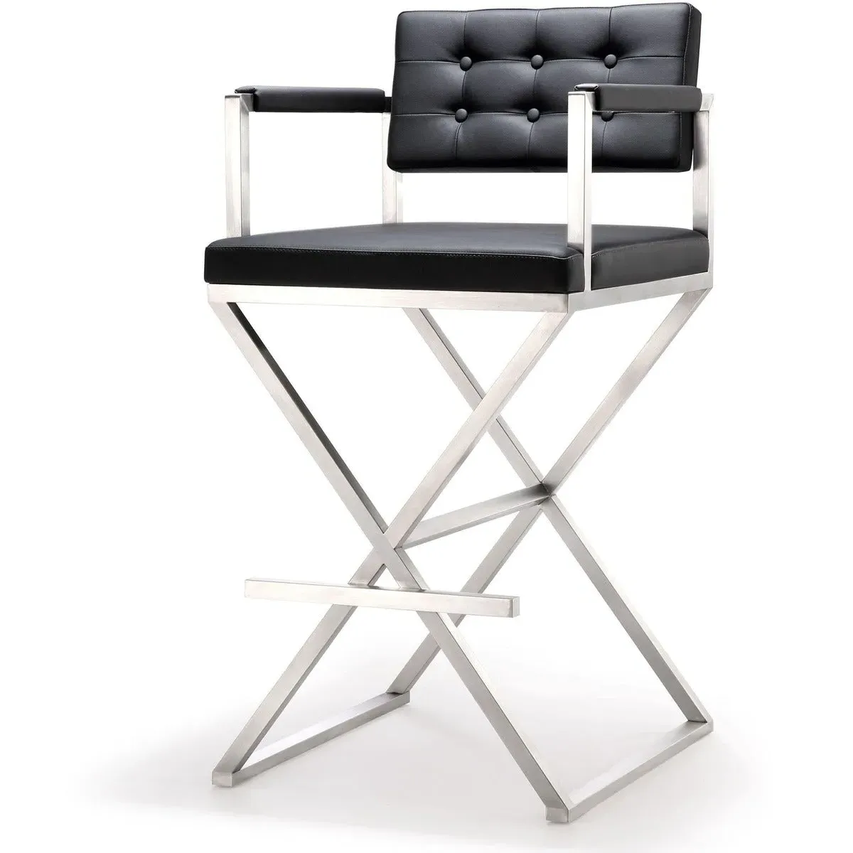 Director Vegan Leather Stool - Silver by Tov Furniture