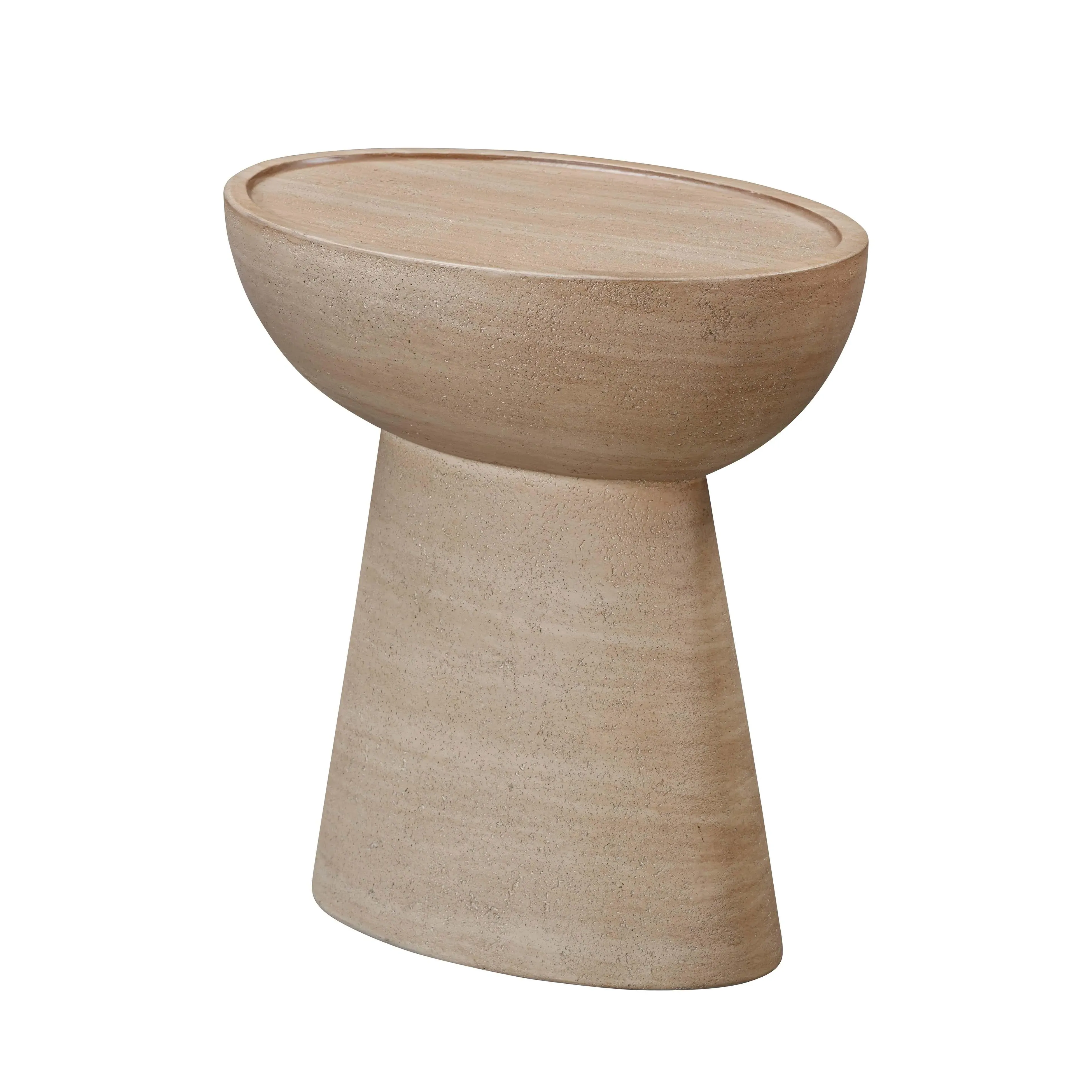 Eclipse Textured Faux Travertine Indoor/Outdoor Side Table product