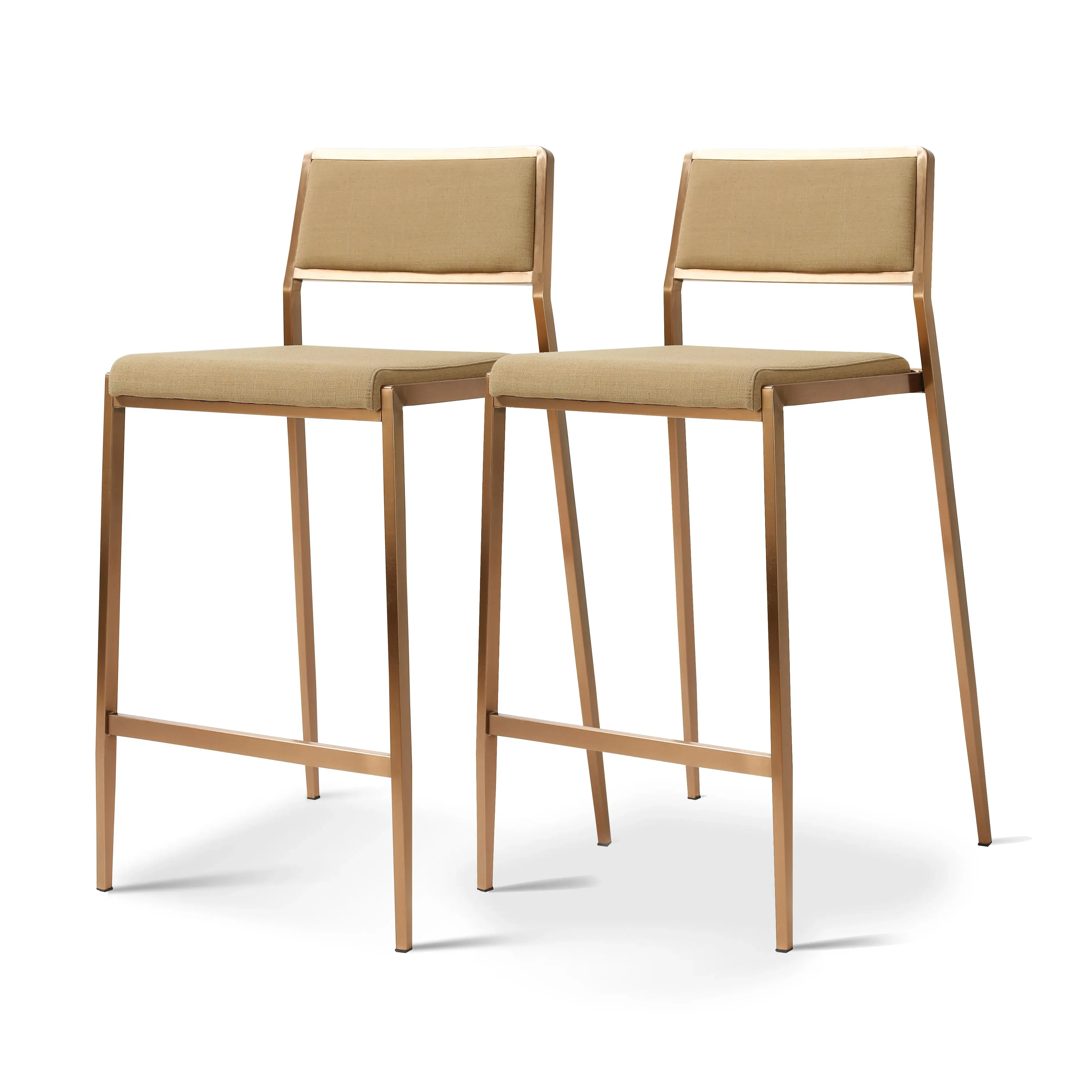 Gale Stackable Counter Stool Set of 2 - Tan, Basketweave Fabric product