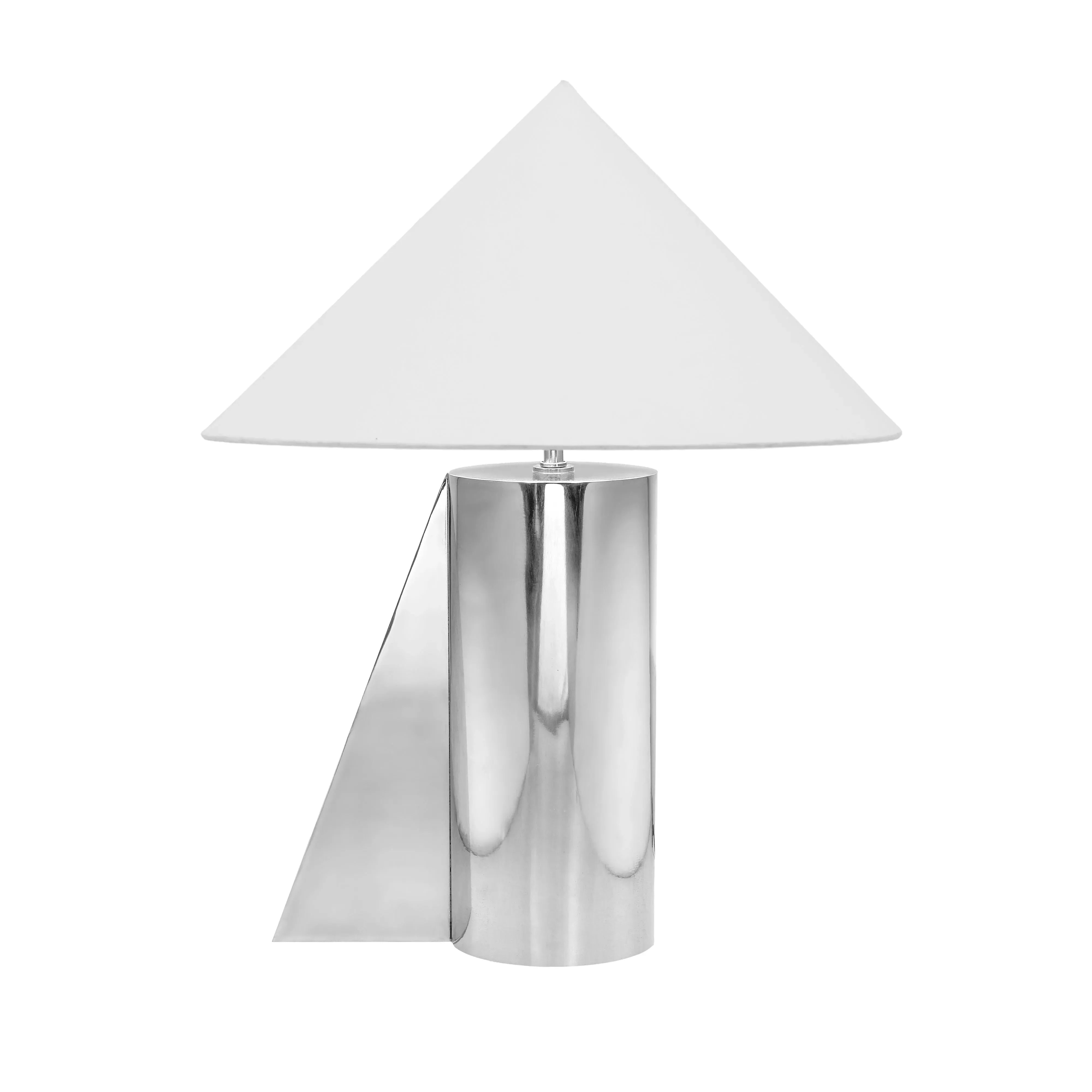 Geo Angled Chrome Table Lamp - Off-White, Cotton product