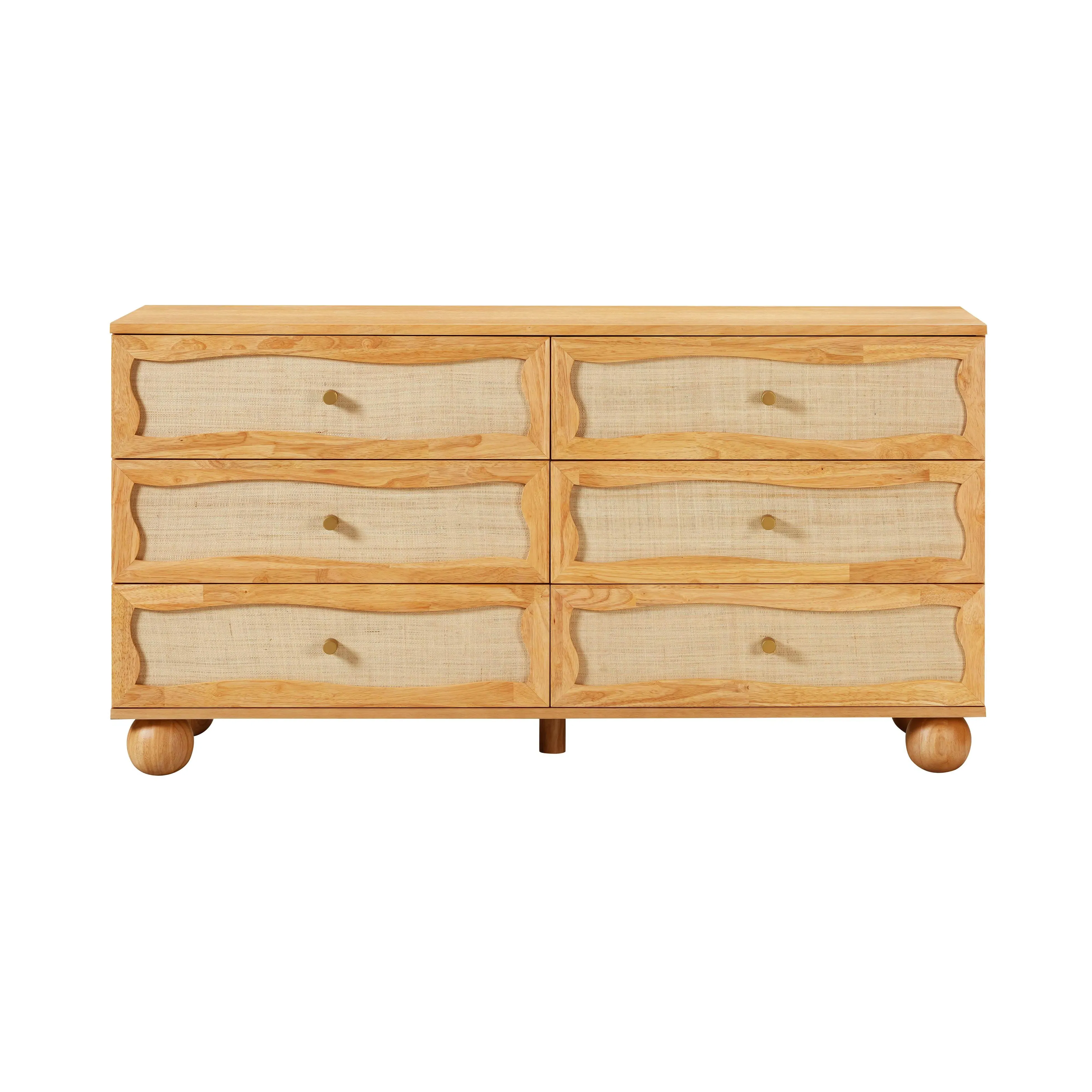 Grappa 6-Drawer Dresser - Natural Wood, Raffia product