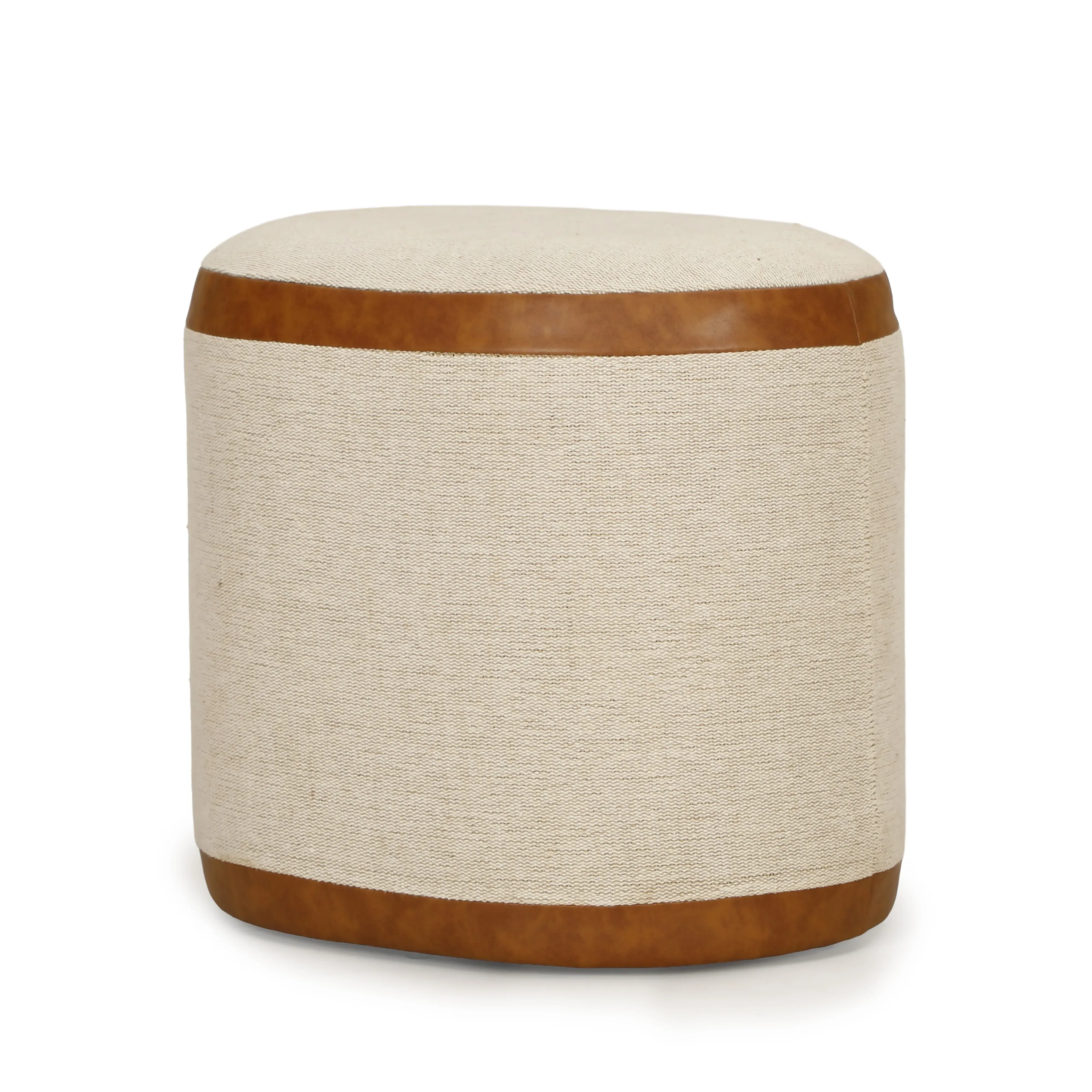 Huche Oval Pouf - Cotton, Jute, Vegan Leather product