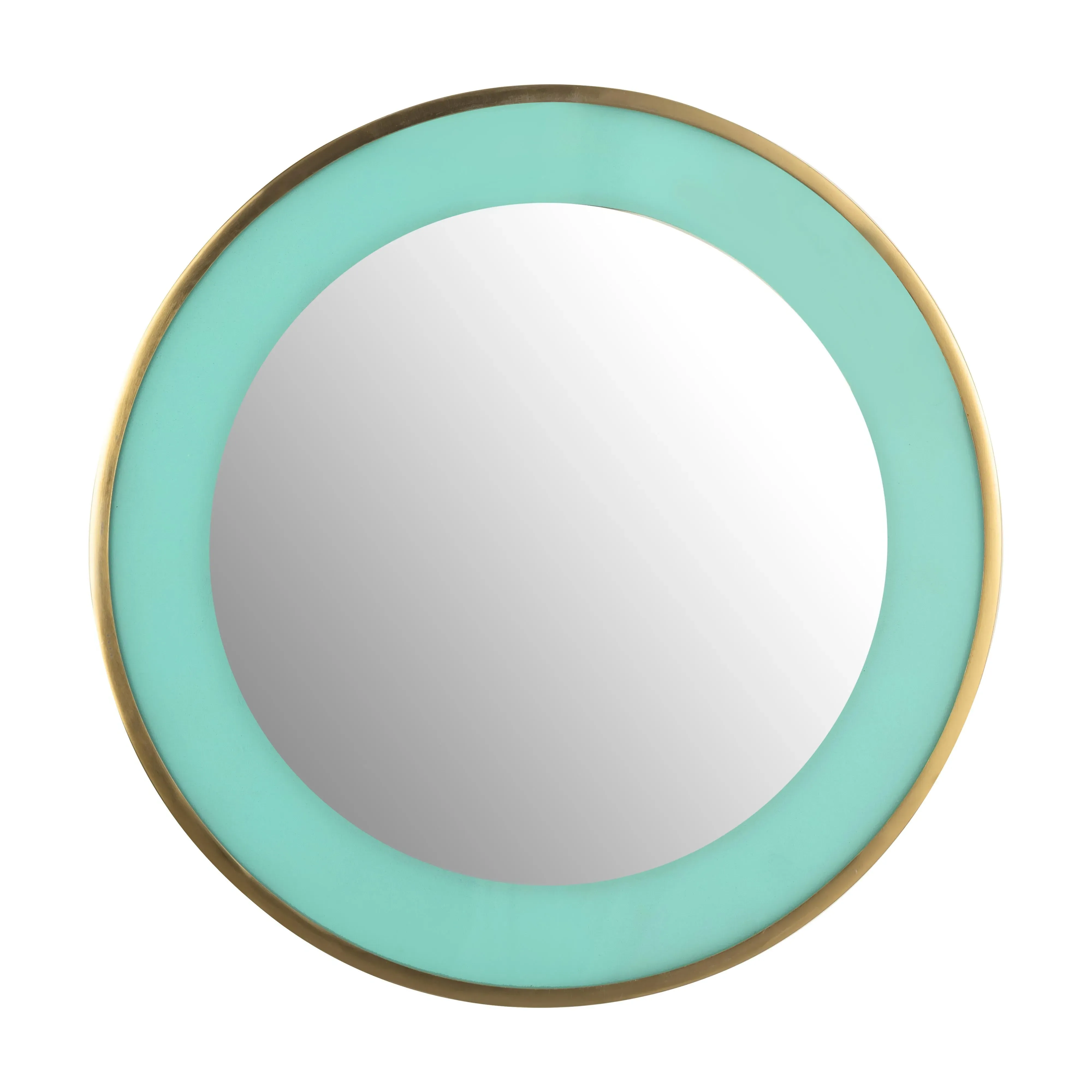 Lucille Round Wall Mirror - Turquoise, Brass product