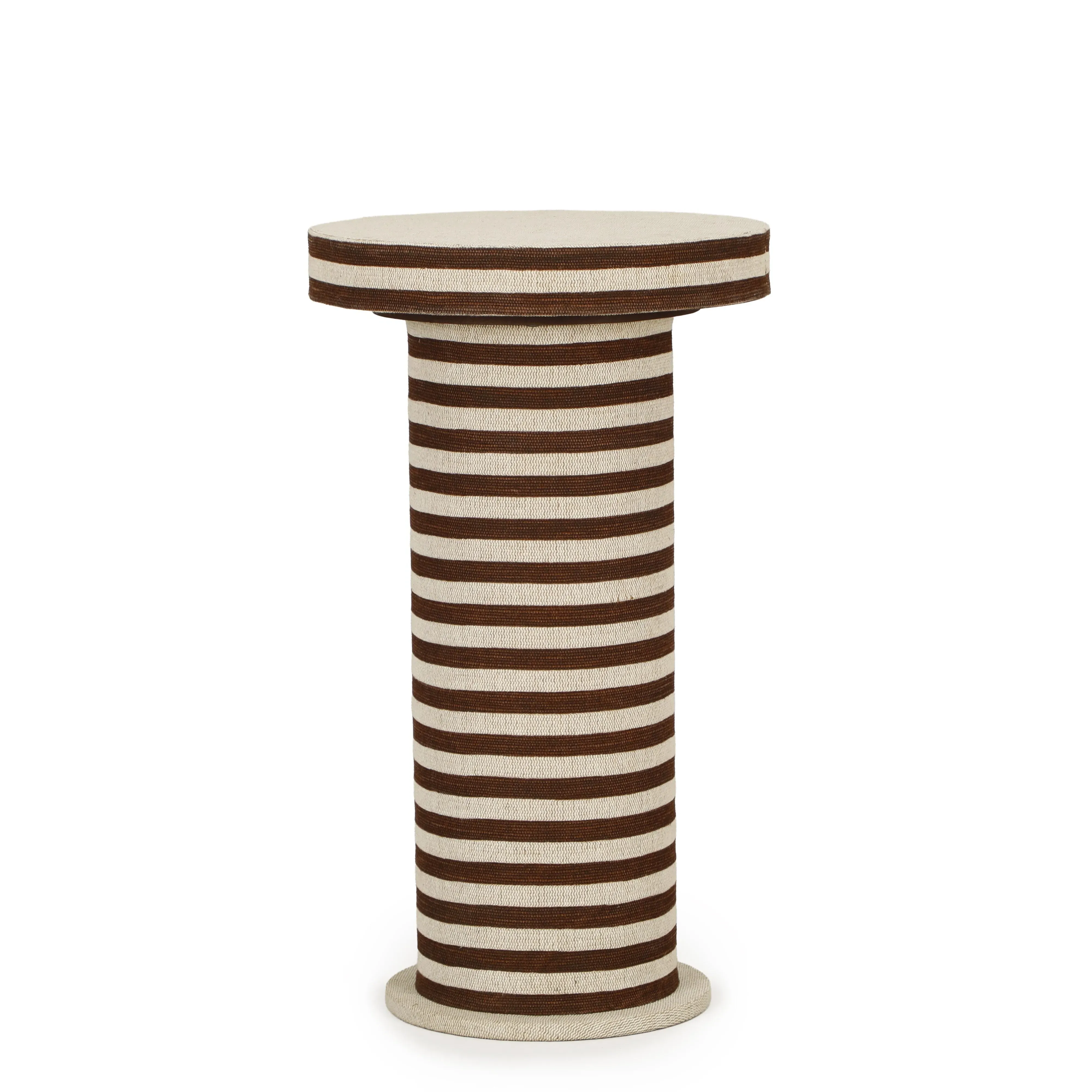 Lyra Pedestal Side Table - Striped Cotton Jute product