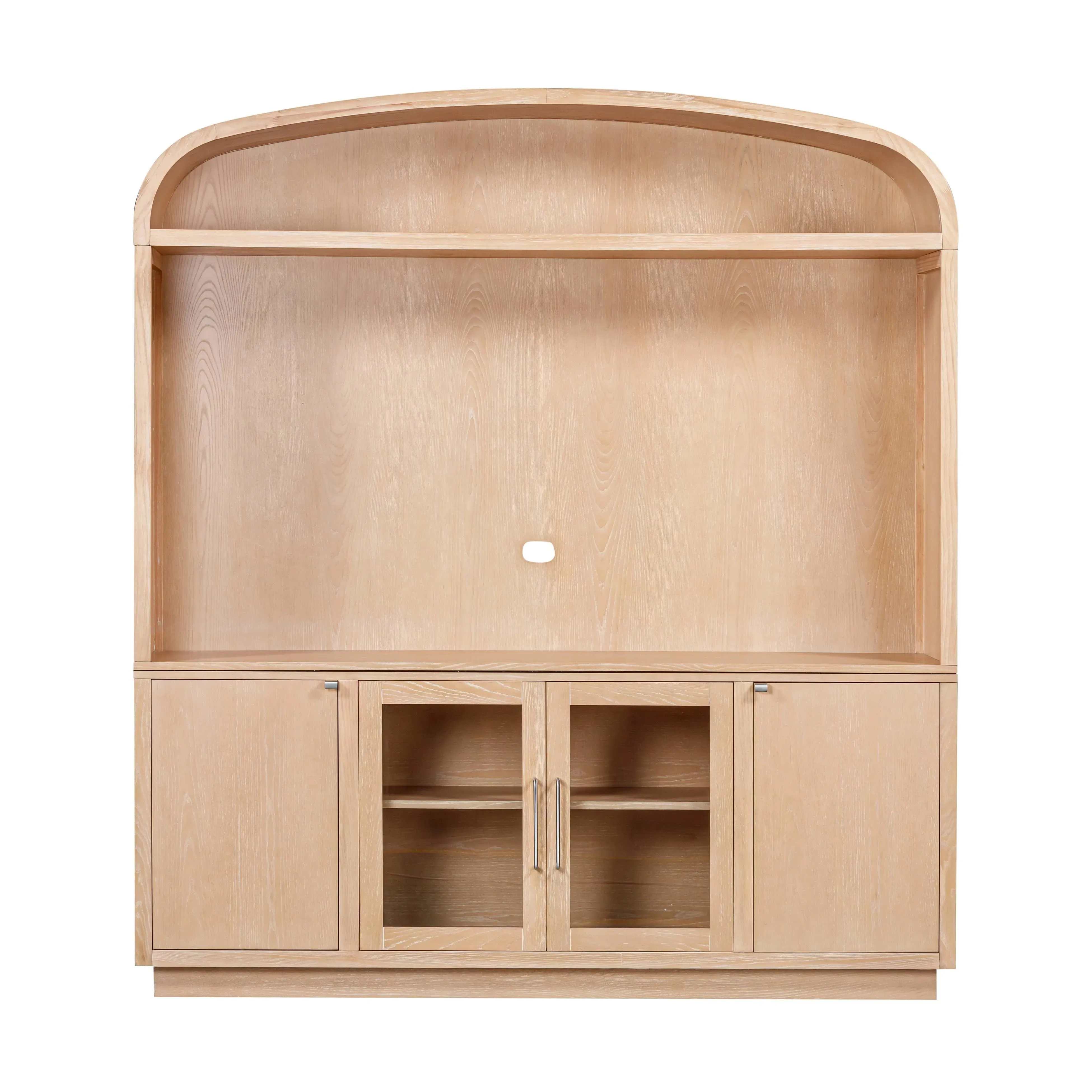 Marlow Entertainment Center with Curved Hutch - Natural Wood product