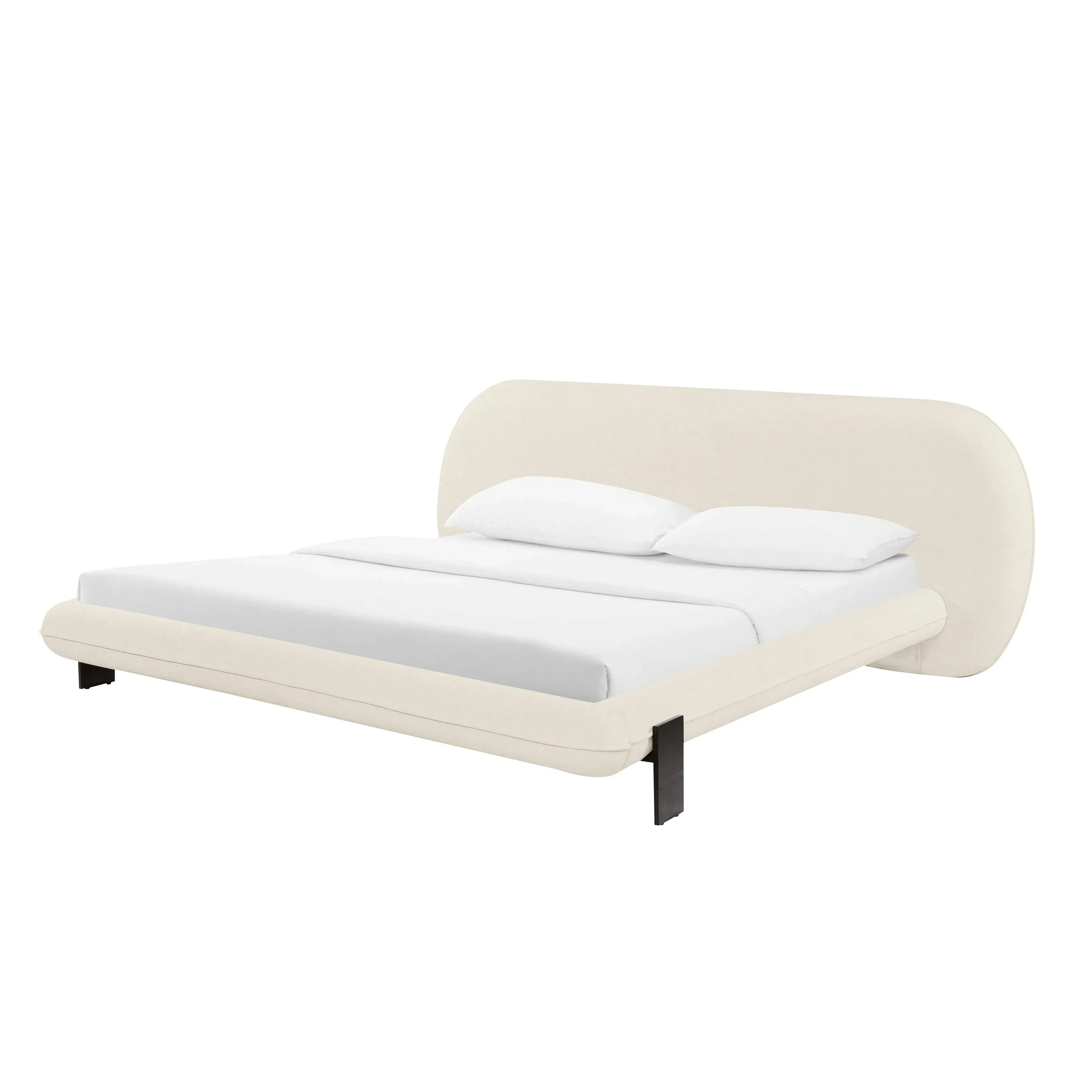 Ophelia Bed Frame with Bolster Pillows - Cream, Faux Wool product