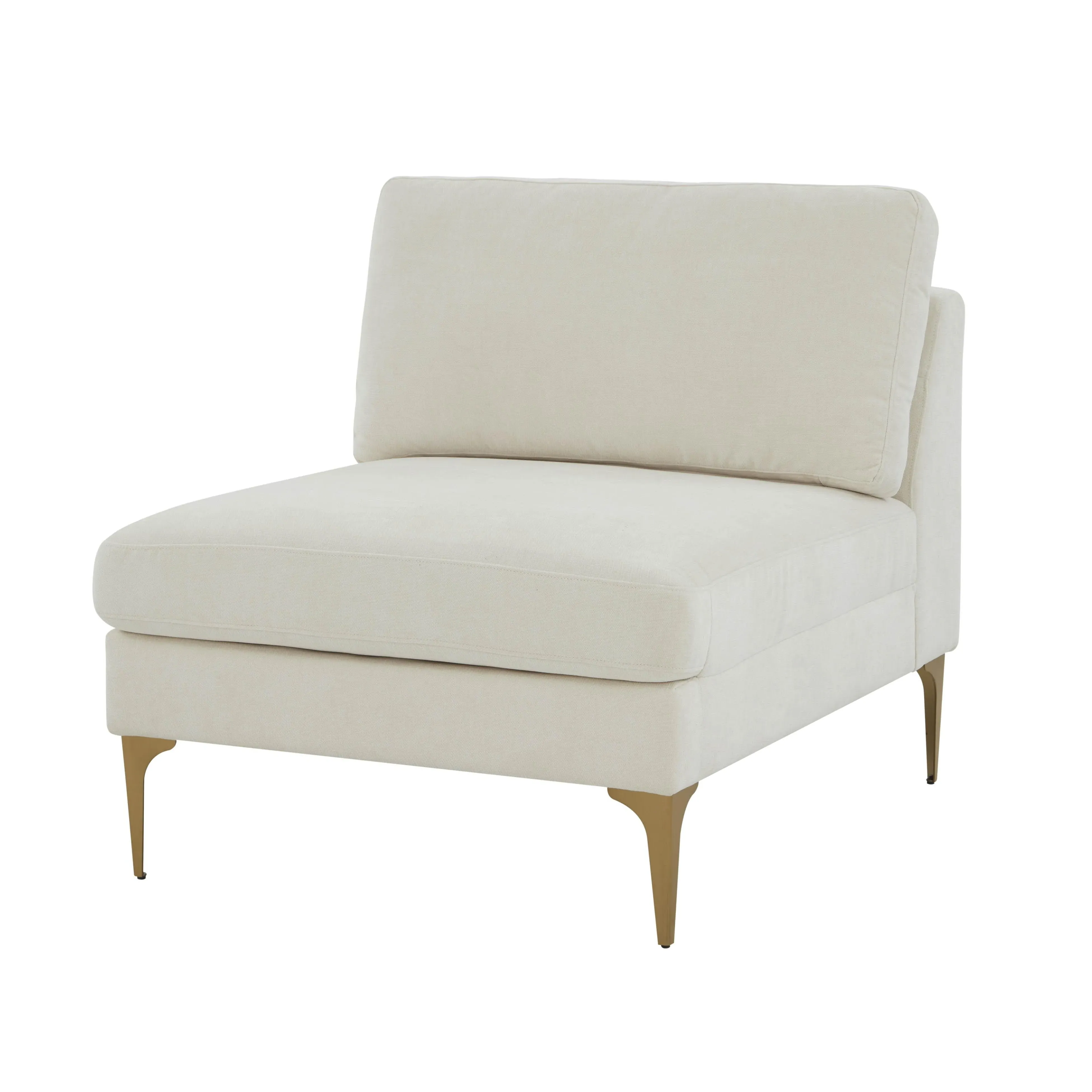 Serena Modular Armless Chair - Cream, Velvet by Tov Furniture
