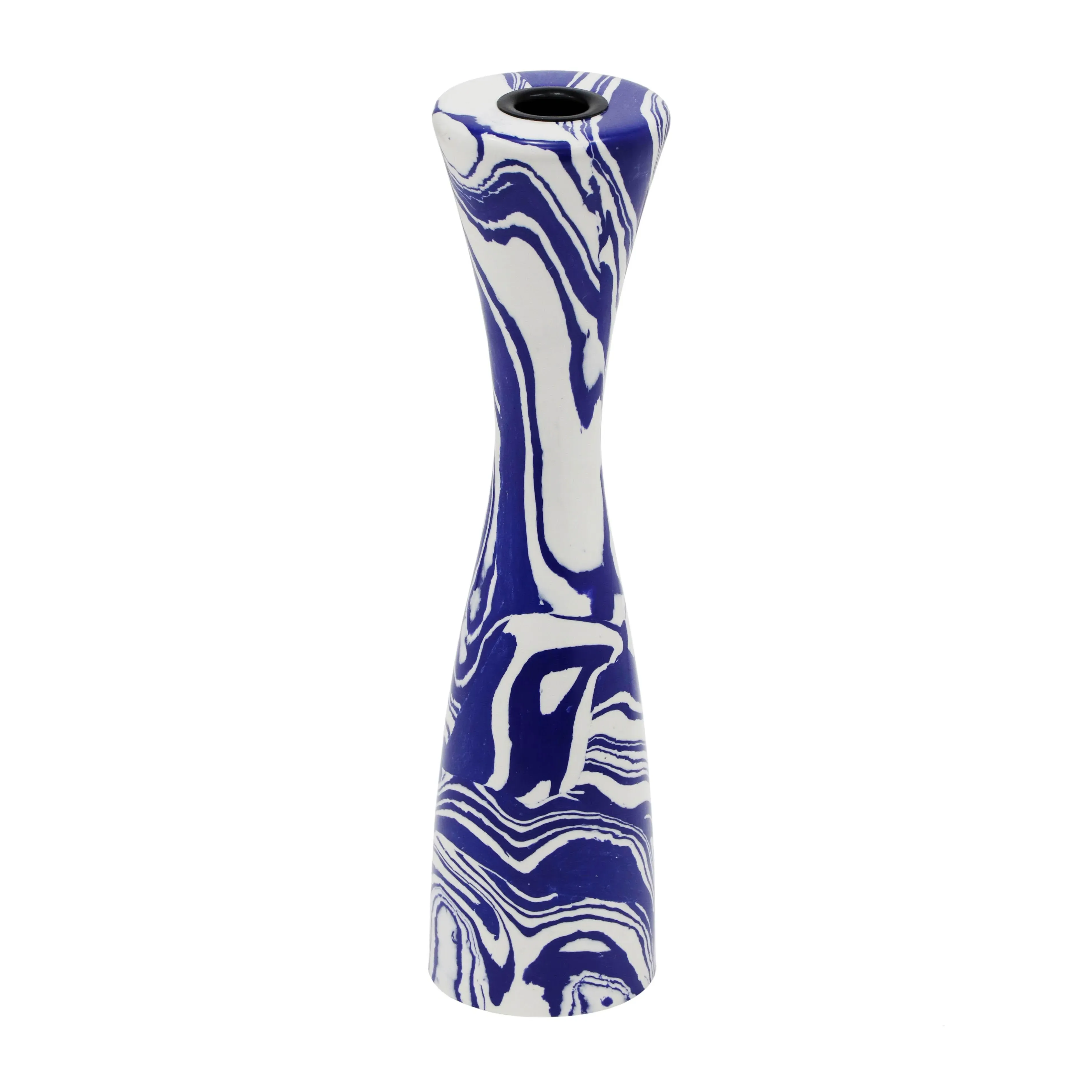 Serene Swirl Candlestick - Blue & White, Resin product