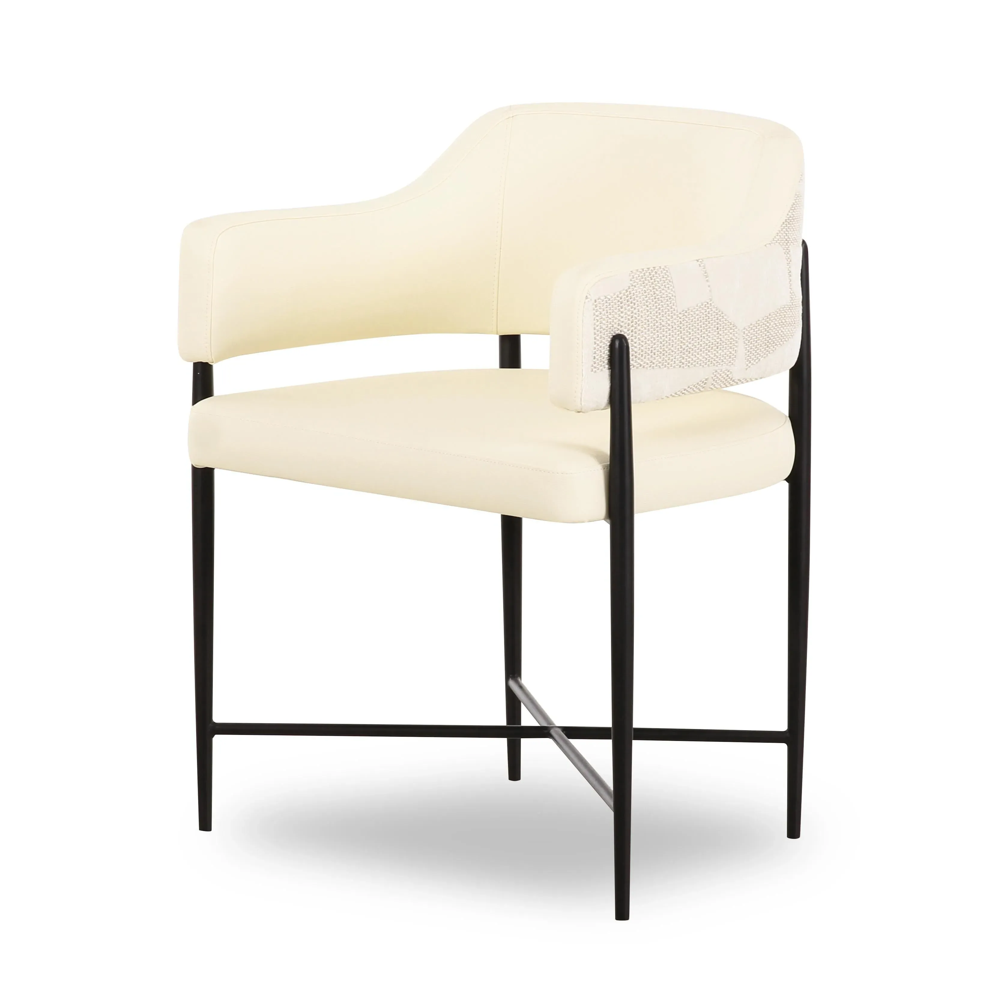 Sezanne Dining Chair 2-Tone - Cream, Vegan Leather & Jacquard product
