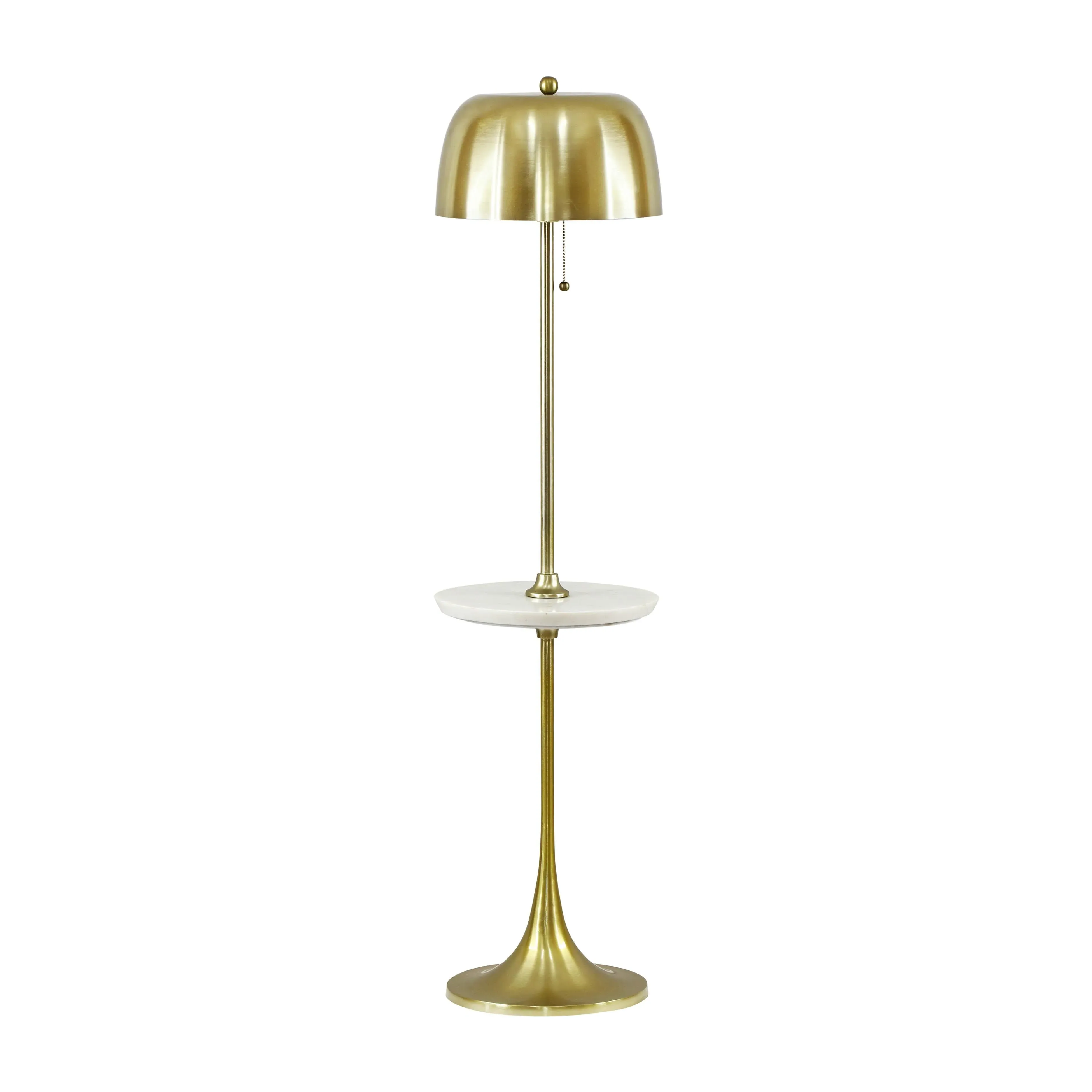 Sienna Floor Lamp with Marble Side Table - Gold, Brass product