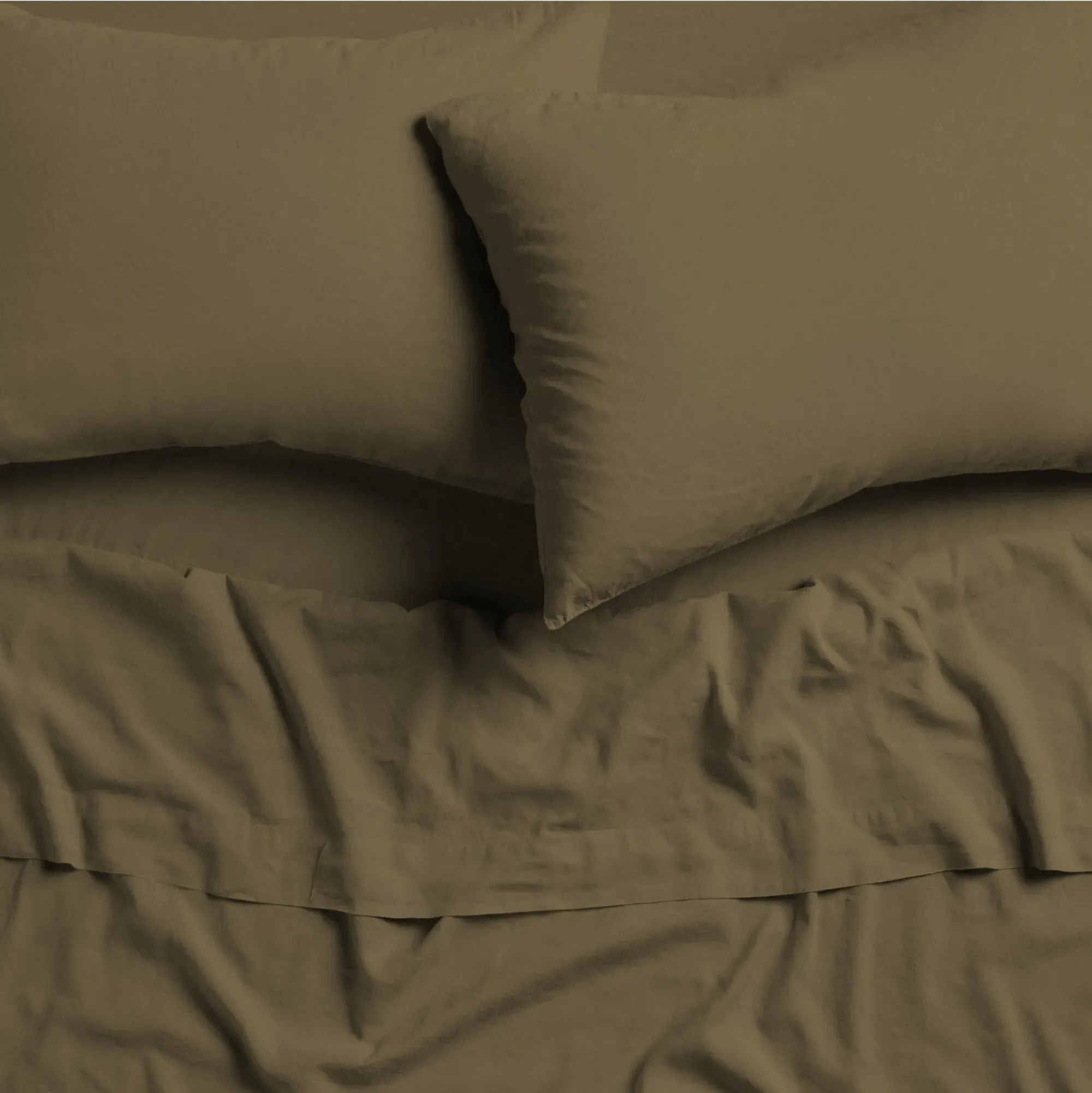 Full Size Linen Cotton Sheet Set - Martini Olive