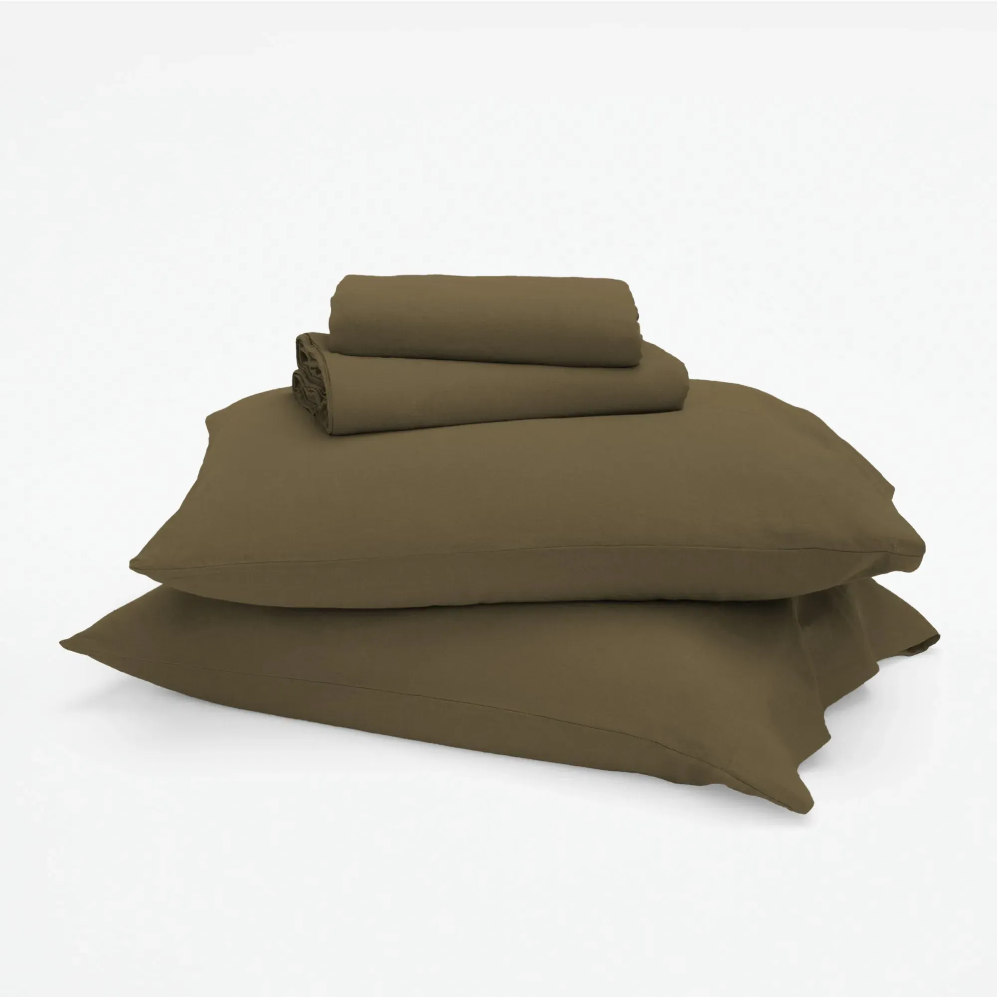 Full Size Linen Cotton Sheet Set - Martini Olive