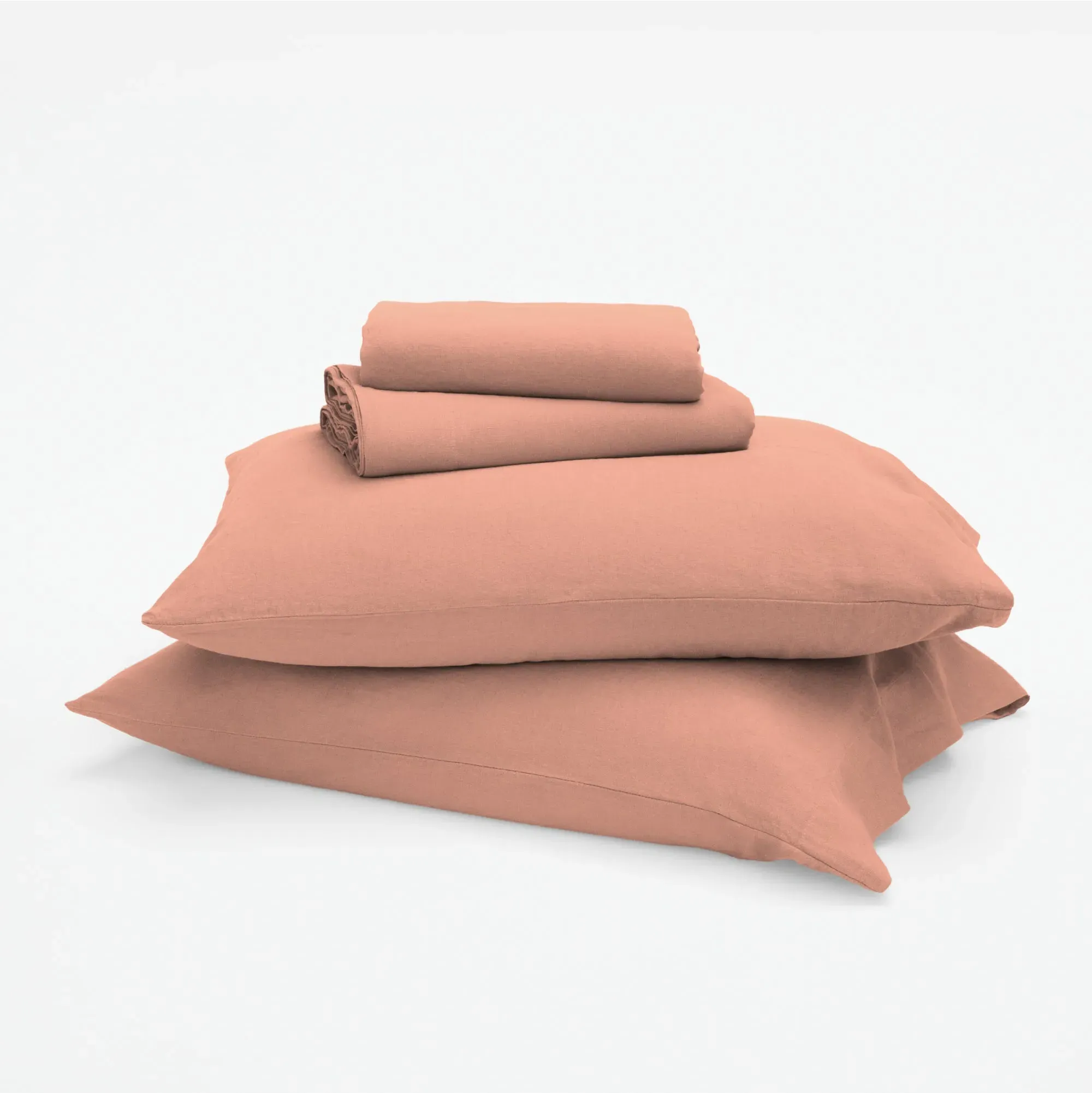 Full Size Linen Cotton Sheet Set - Muted Clay