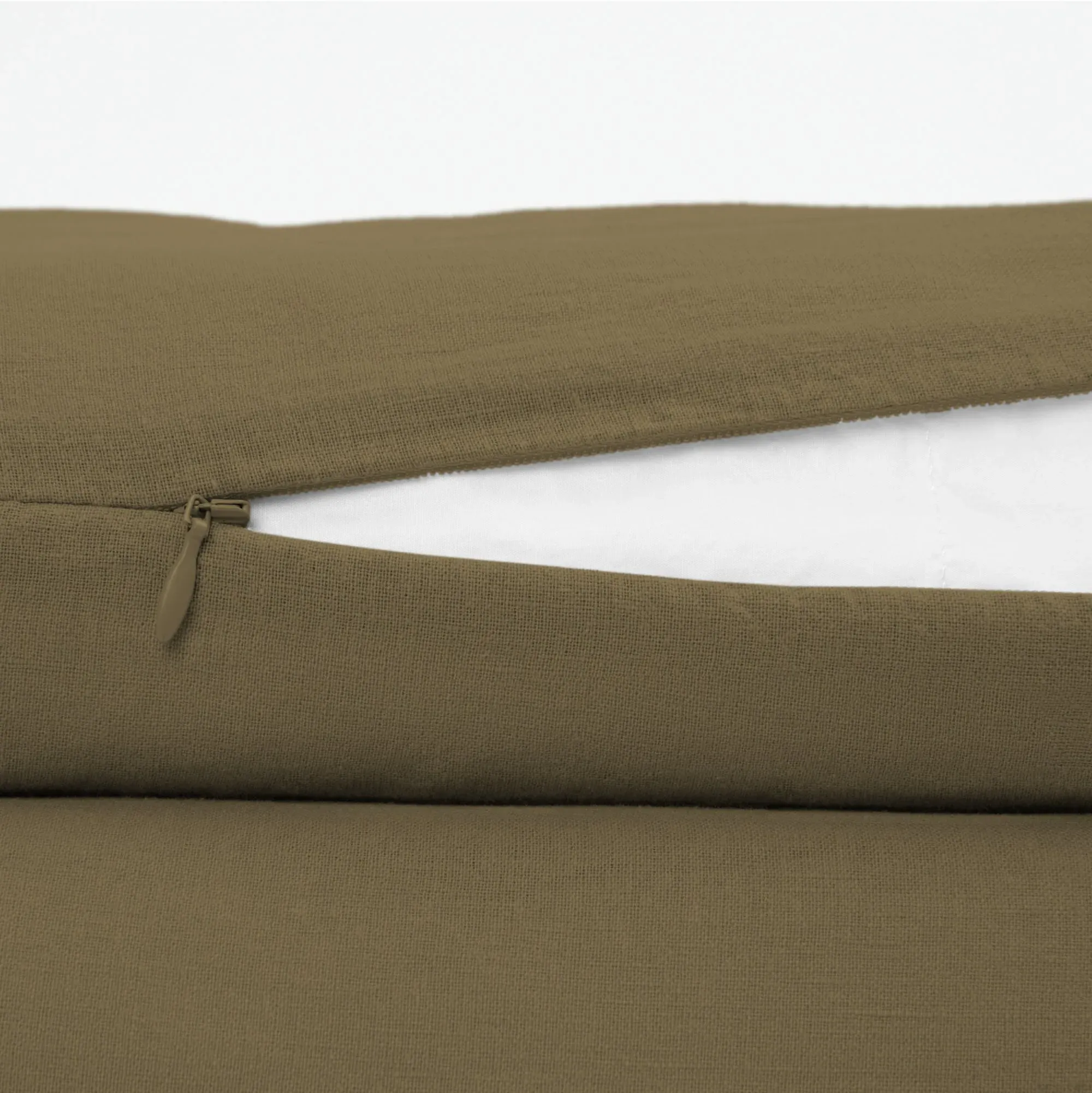 Linen Cotton Twin Size Duvet Cover Set - Martini Olive