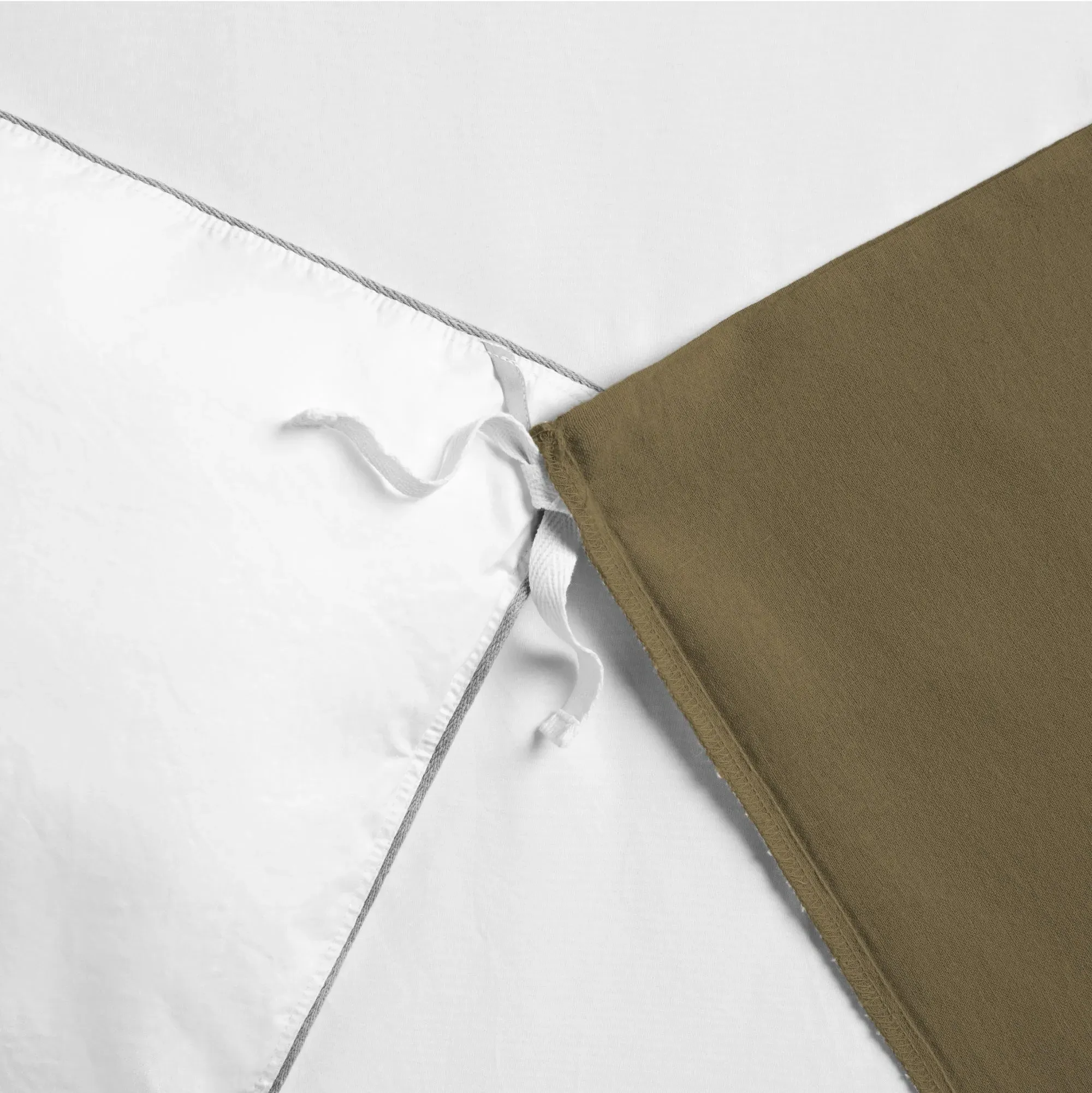 Linen Cotton Twin Size Duvet Cover Set - Martini Olive