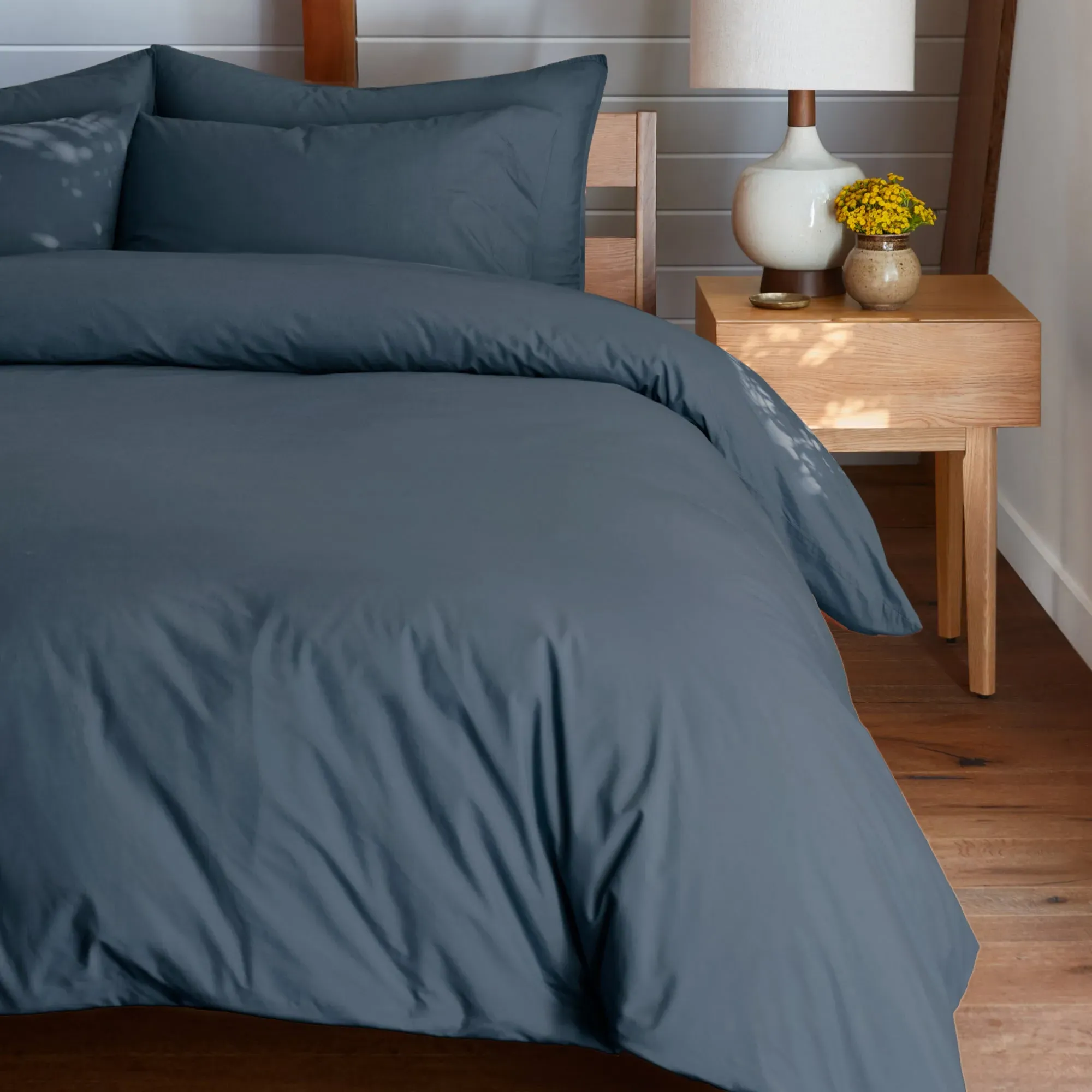 Percale Full/Queen Duvet Cover Set - Slate, Cotton
