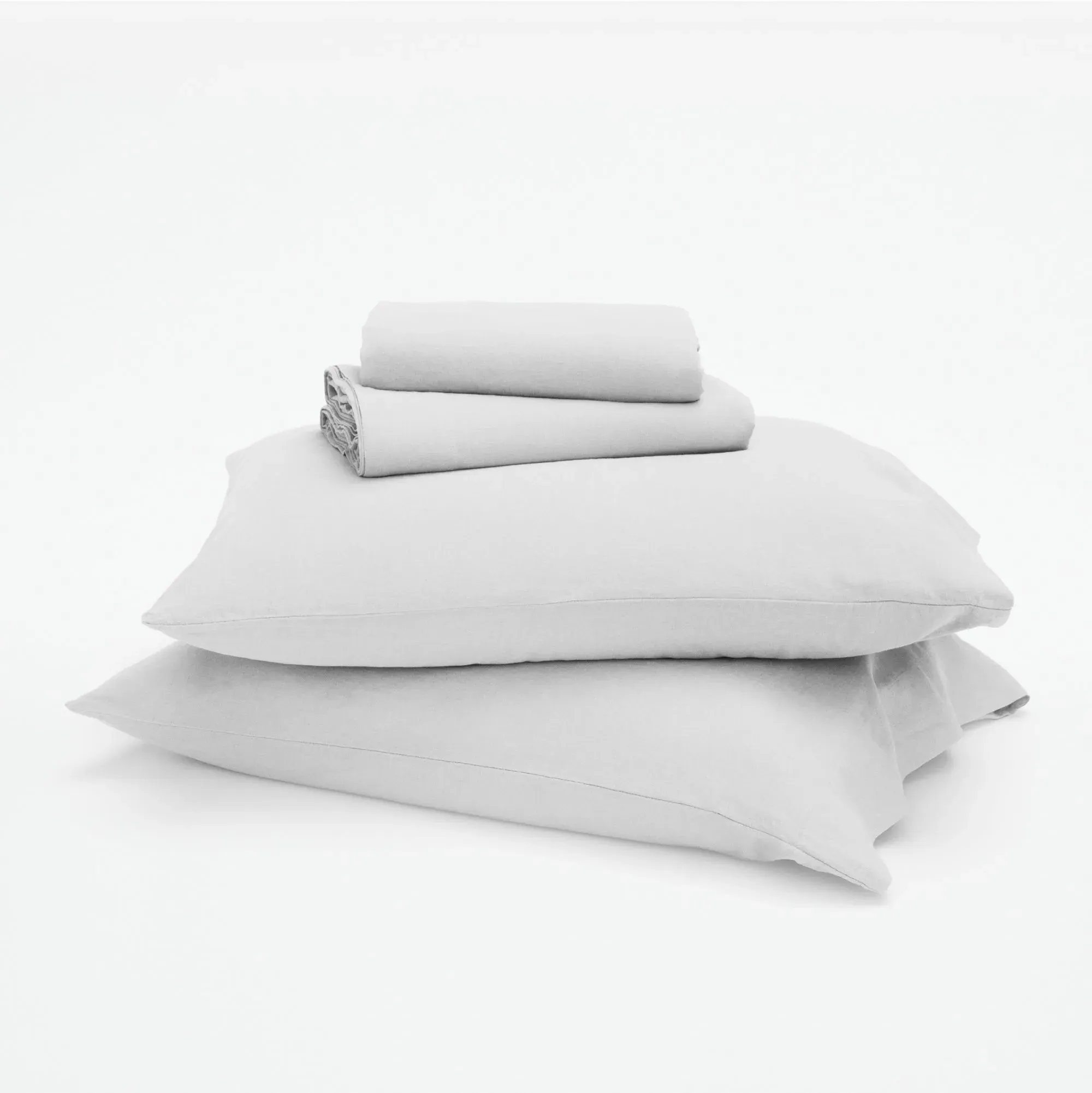 Queen Size Linen Cotton Sheet Set - Cloud