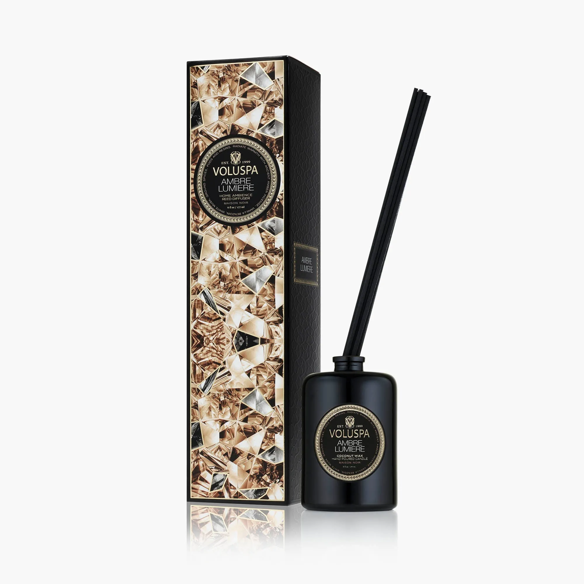 Ambre Lumiere Reed Diffuser - Black Glass product