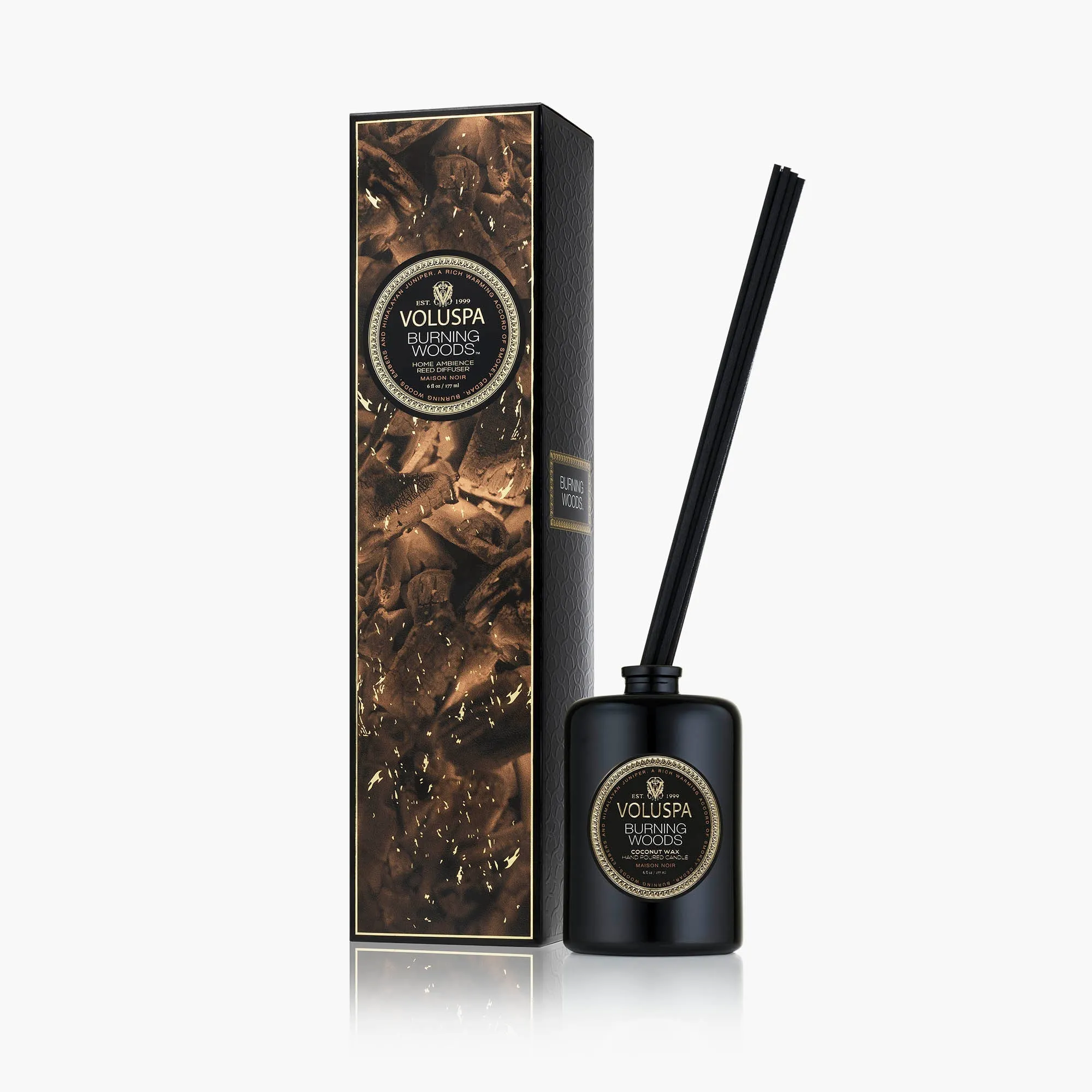 Burning Woods Reed Diffuser - Black, Glass product