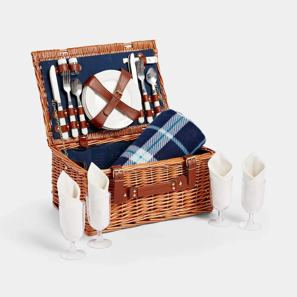 4-person-navy-wicker-picnic-basket image