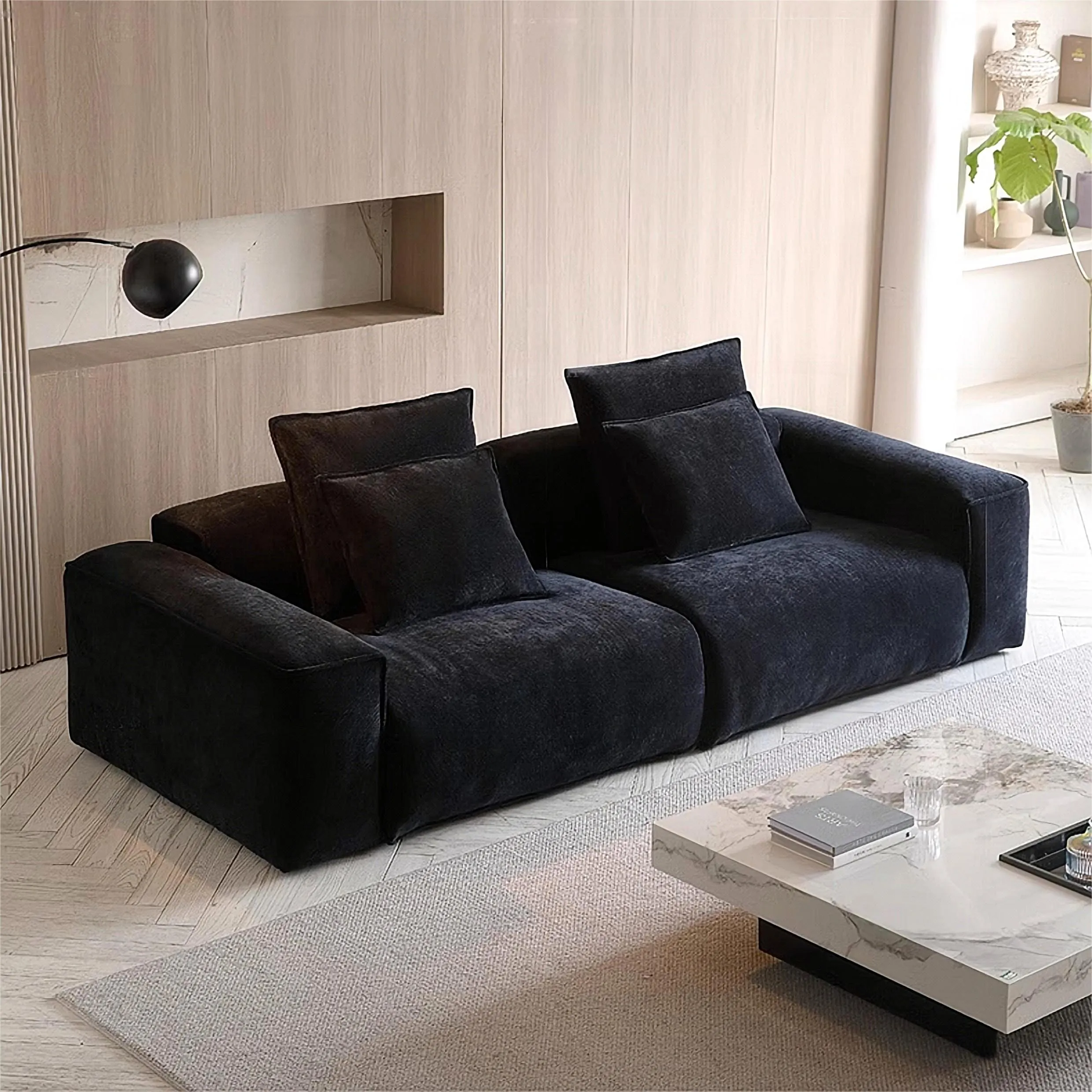 2-Seater Sofa Stain Resistant - Navy Blue, Chenille image