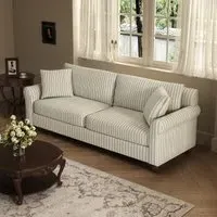 2-Seater Sofa with Rolled Arms - Striped, Cotton