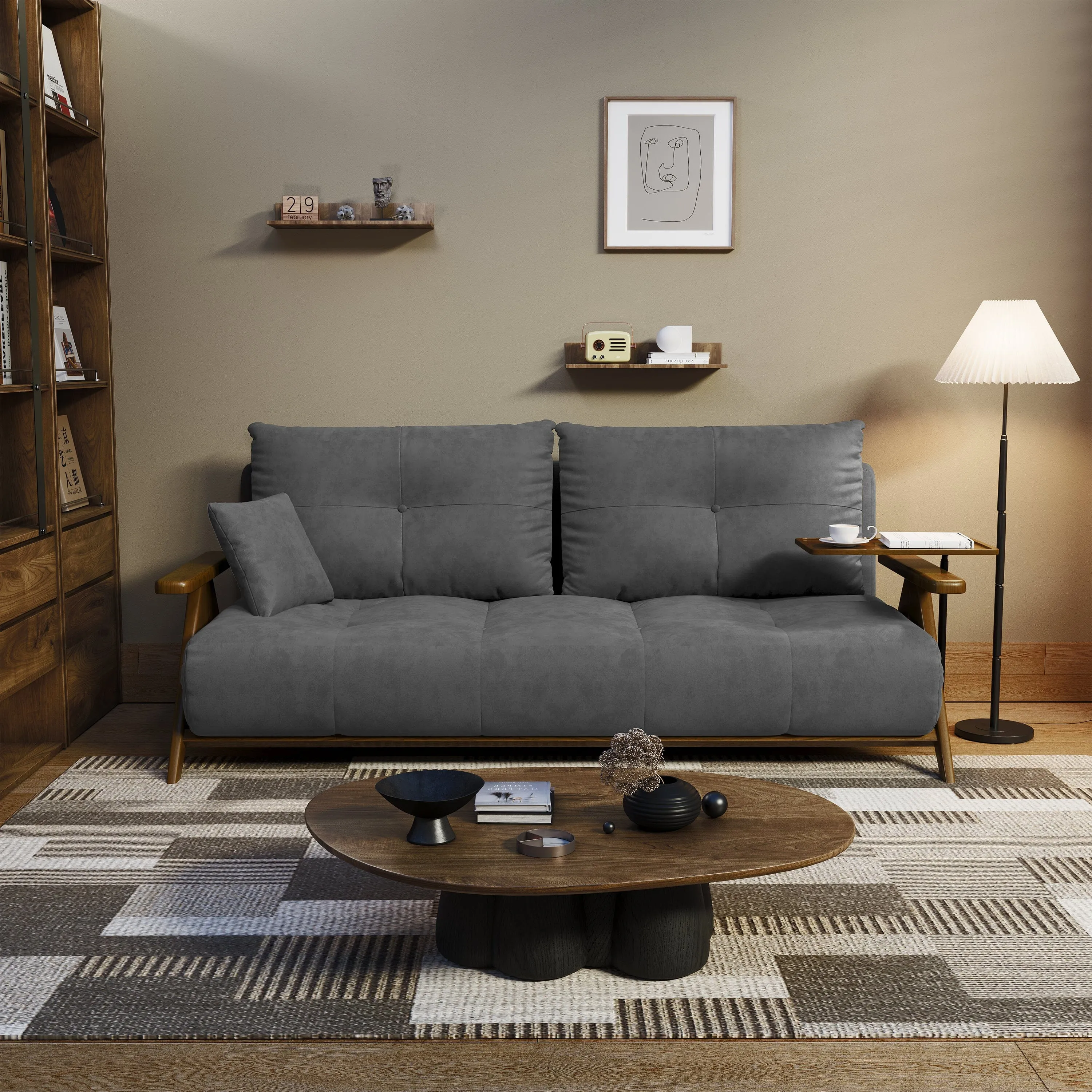 3-Mode Foldable Sofa Bed - Matte Fabric image