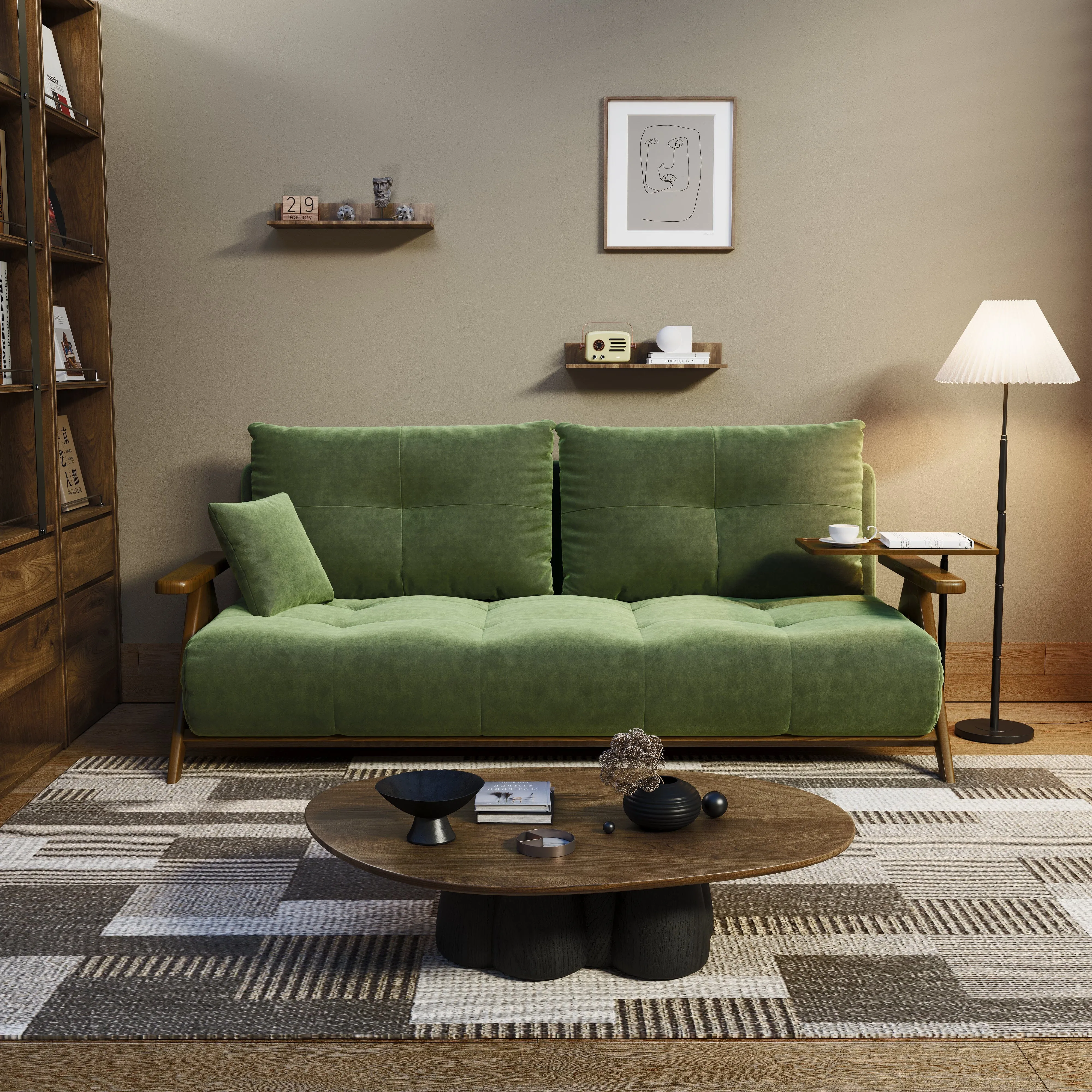 3-Mode Foldable Sofa Bed - Matte Fabric