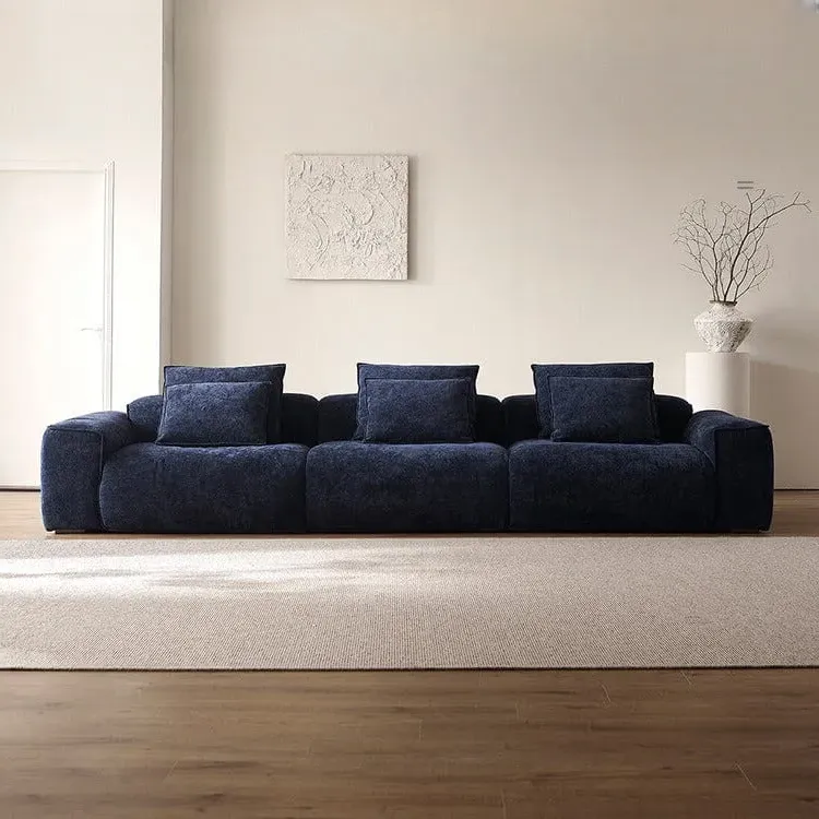 3-Seater Sofa Stain Resistant - Navy Blue, Chenille