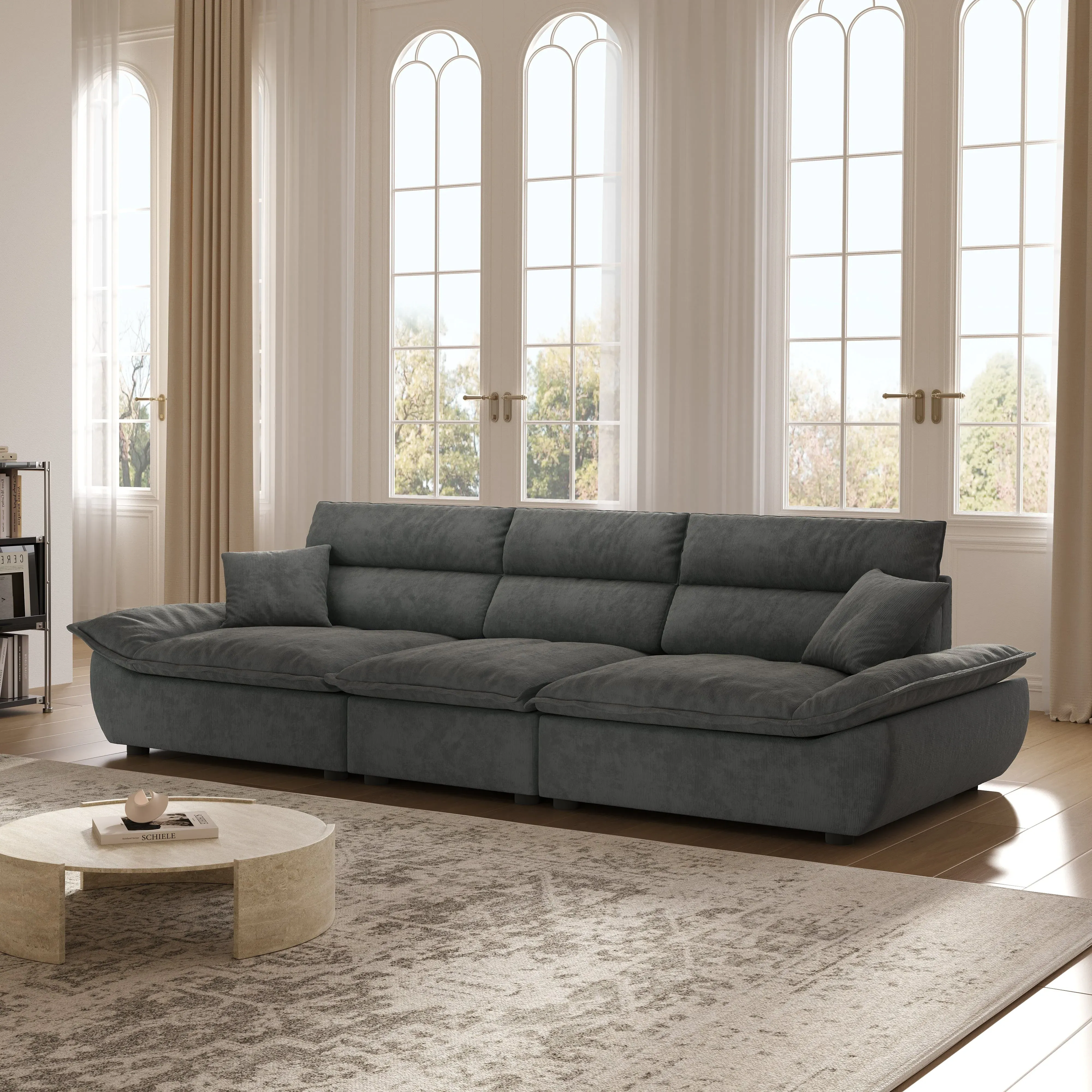 Adjustable Backrest Sofa - Green, Corduroy