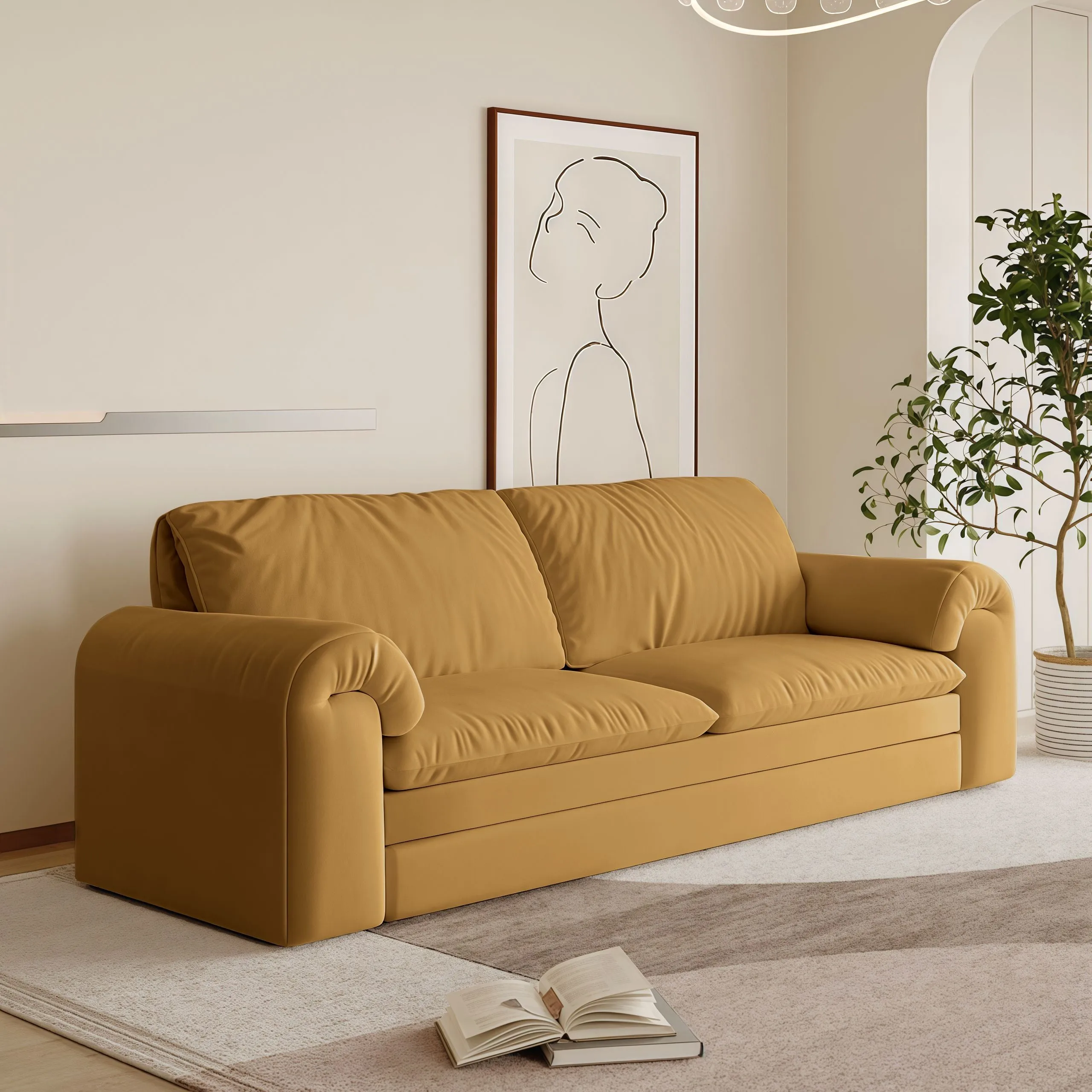 Convertible Sleeper Sofa with Storage - Cream image