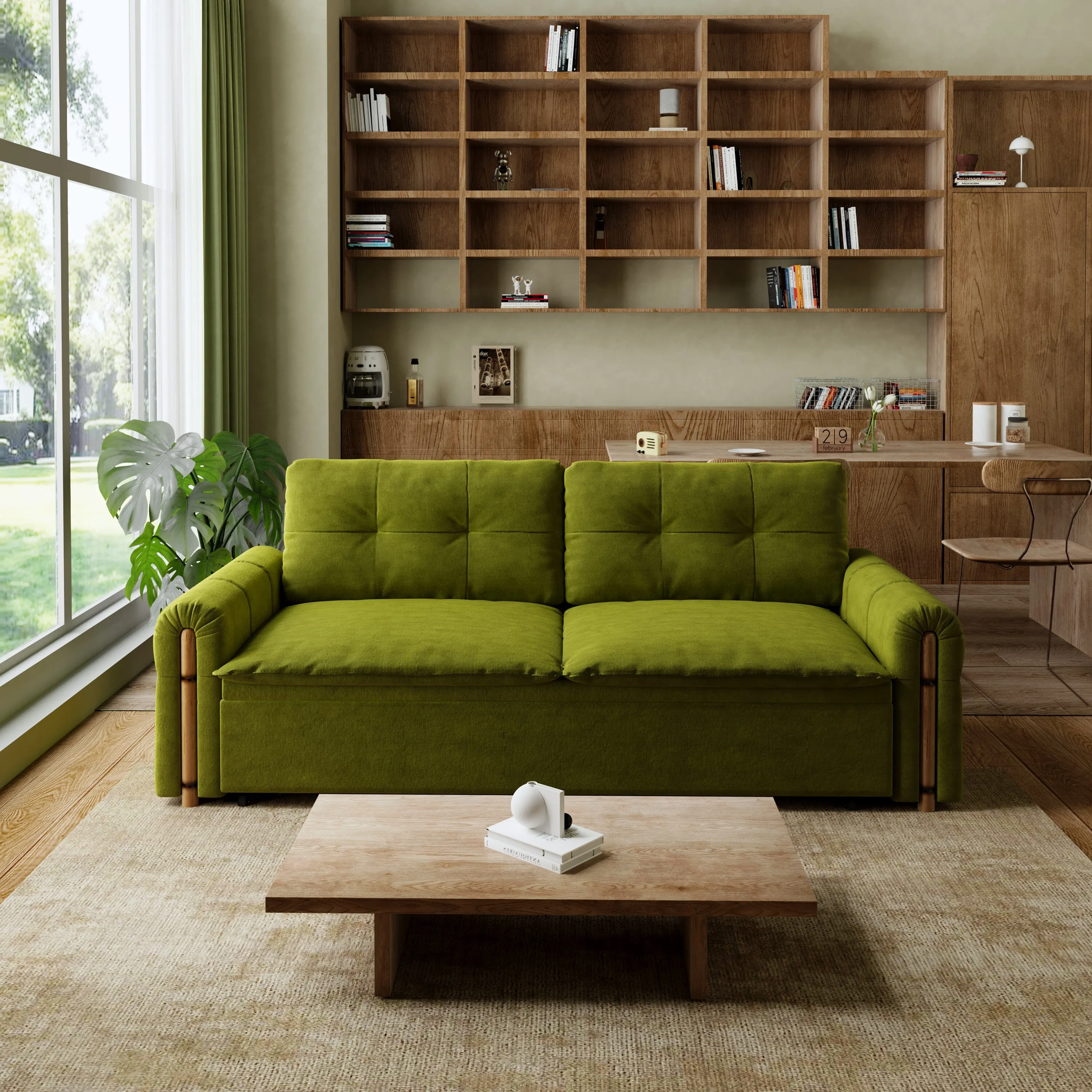 Convertible Sofa Bed with Storage - Velvet