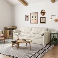 Folding Corner Sofa Bed with Storage - White