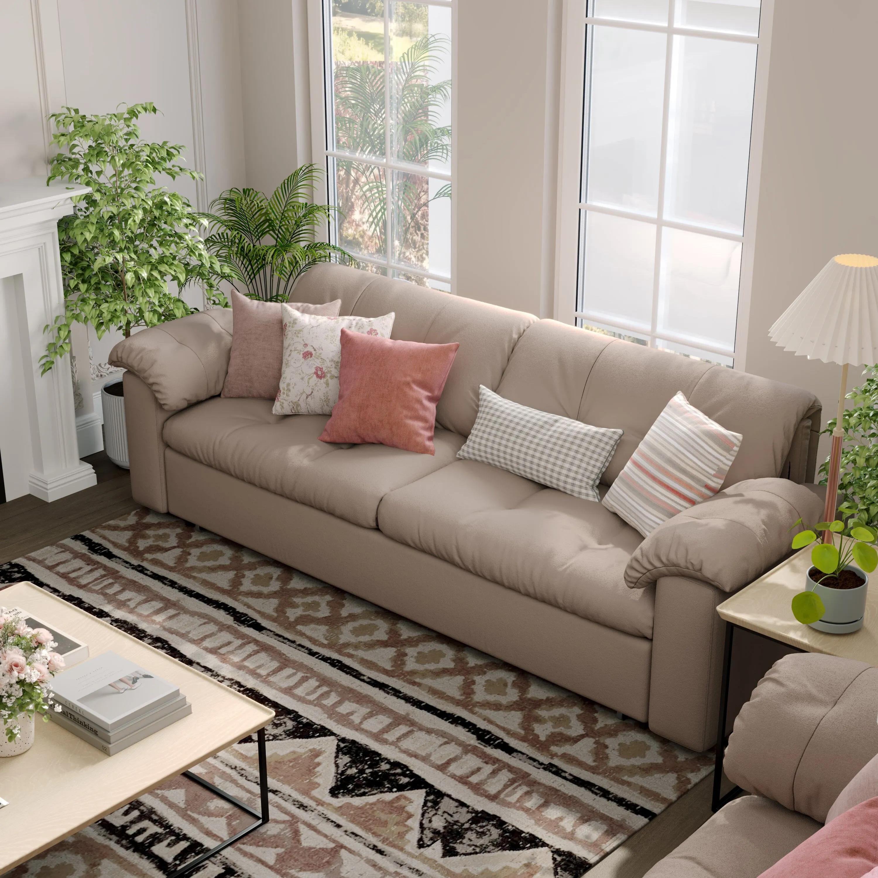 Pull-Out Sofa Bed with Storage - Fabric