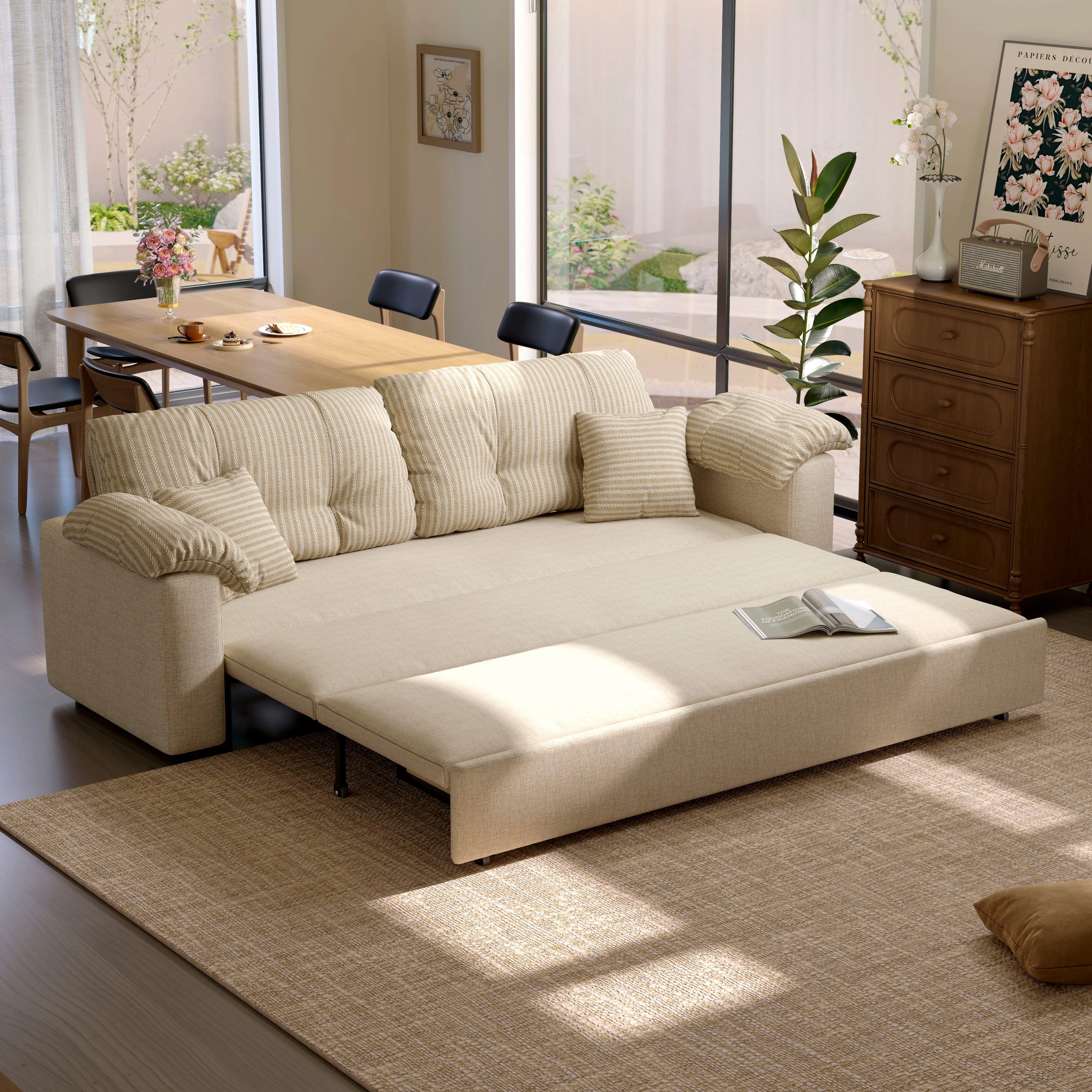 Pull-Out Sofa Bed with Storage - Fabric
