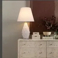 3D Polygonal Table Lamp with Shade - White, Ceramic