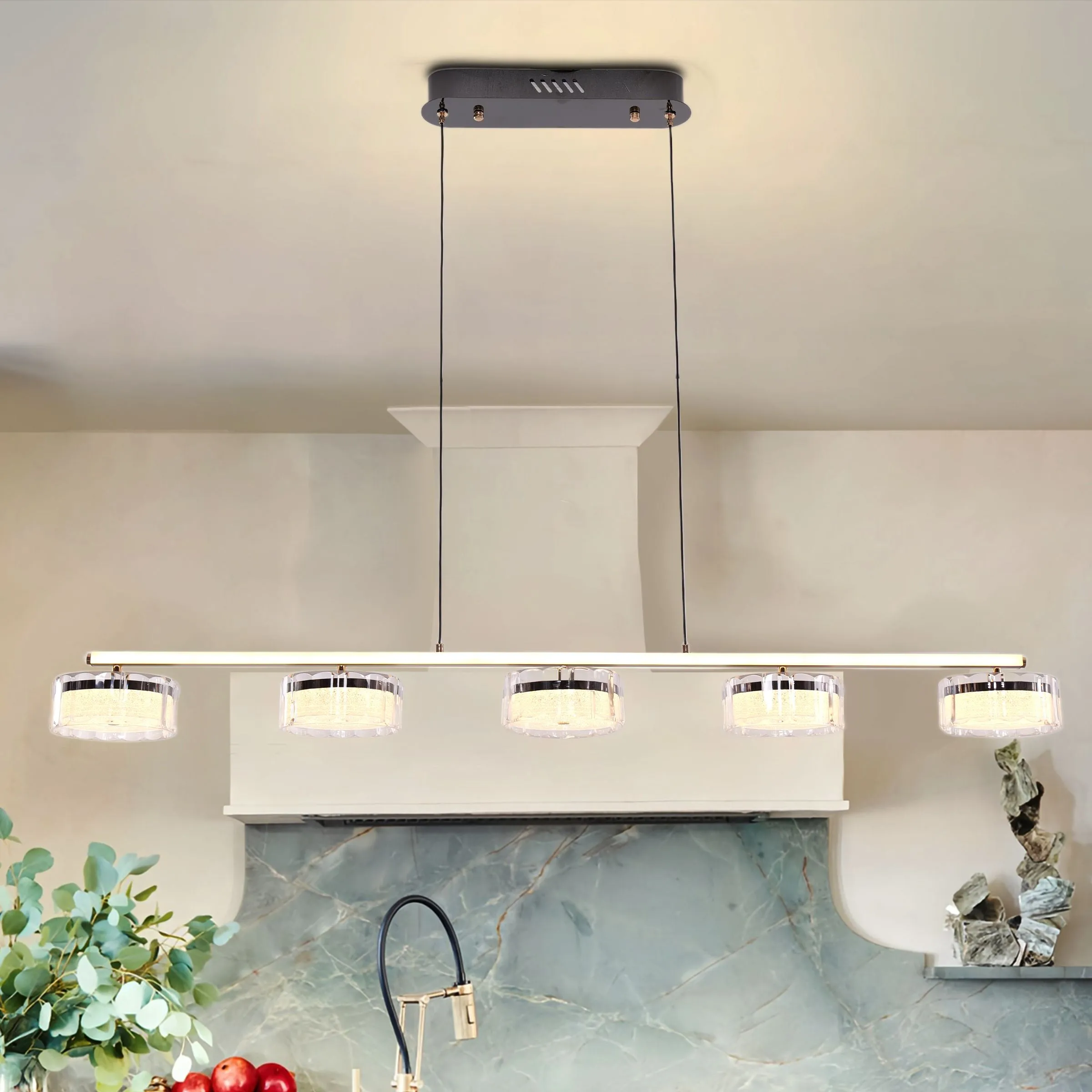 5-Light Pendant Light with Tri-Color LED - Aluminum