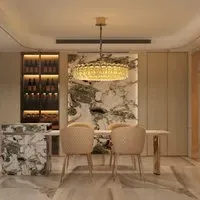 Adjustable Crystal Pendant Light - Gold, Metal