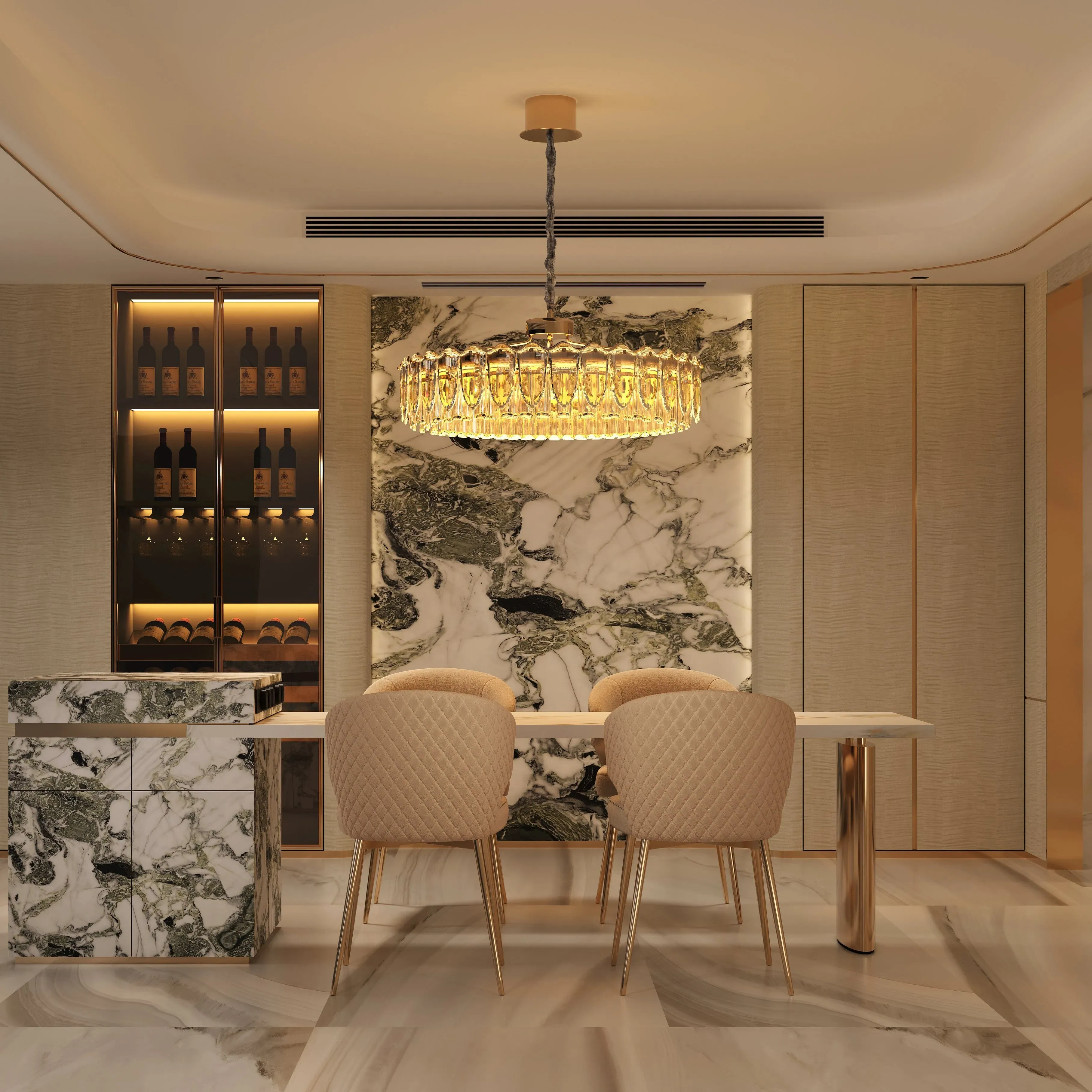 Adjustable Crystal Pendant Light - Gold, Metal image