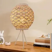Ball-Shaped Table Lamp with LED - Natural, Rattan