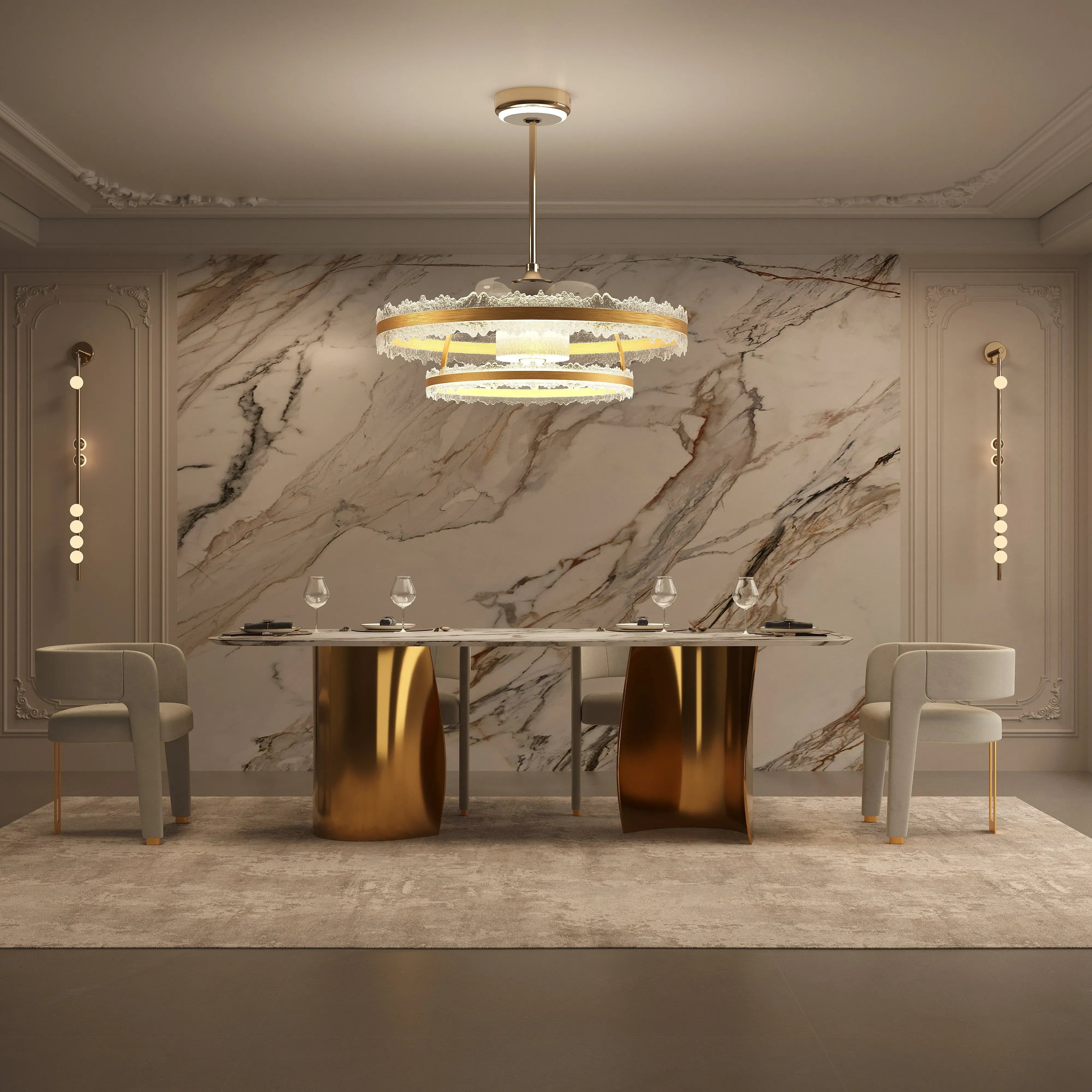 Ceiling Fan Light with Remote - Golden, Acrylic