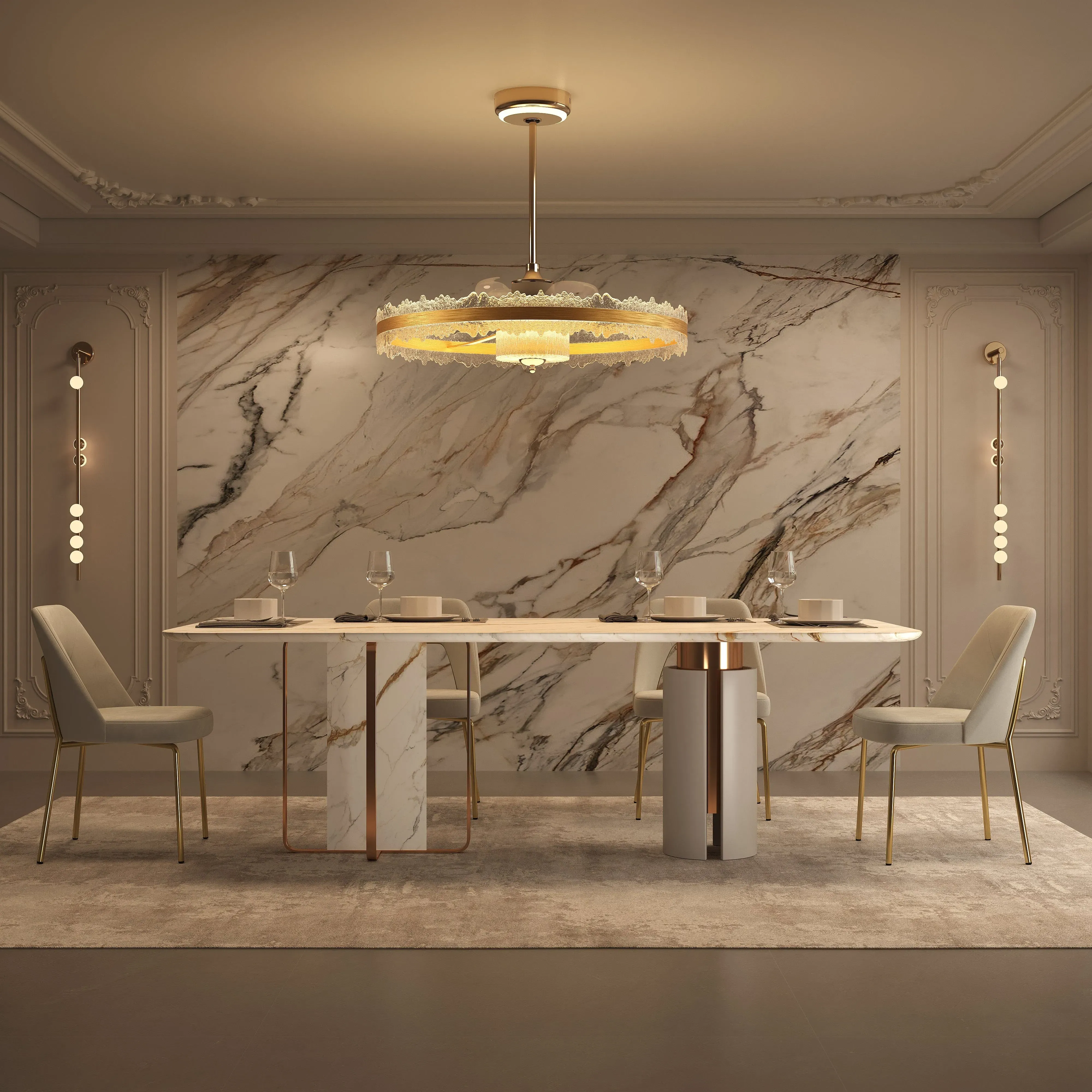 Ceiling Fan Light with Remote - Golden, Acrylic image