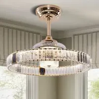 Ceiling Fan with Light & Crystal Accent - Gold