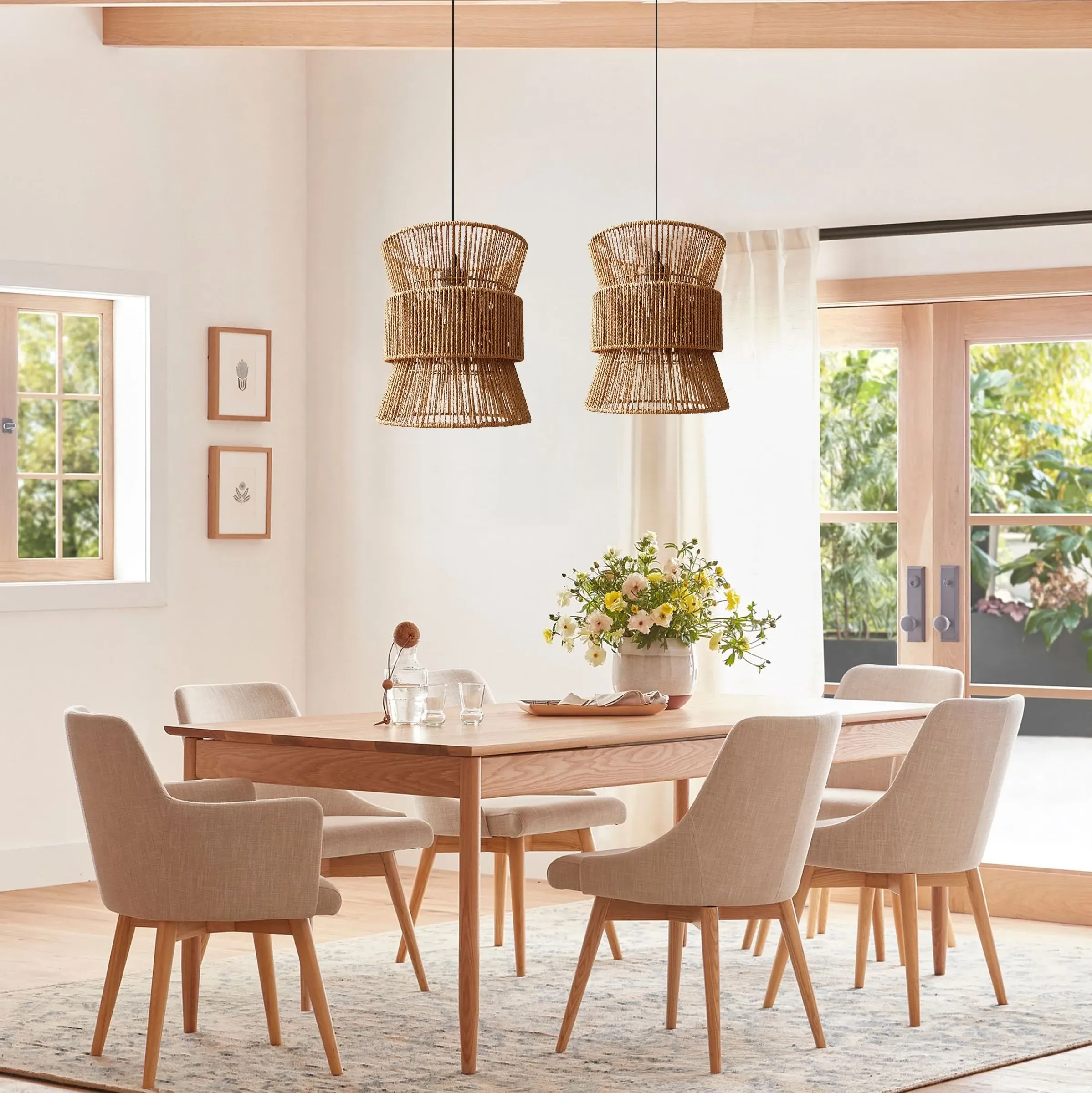 Circular Pendant Light Handwoven - Natural, Paper