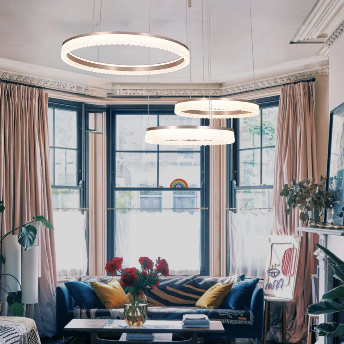 Circular Pendant Light with Dimming - Red, Aluminum